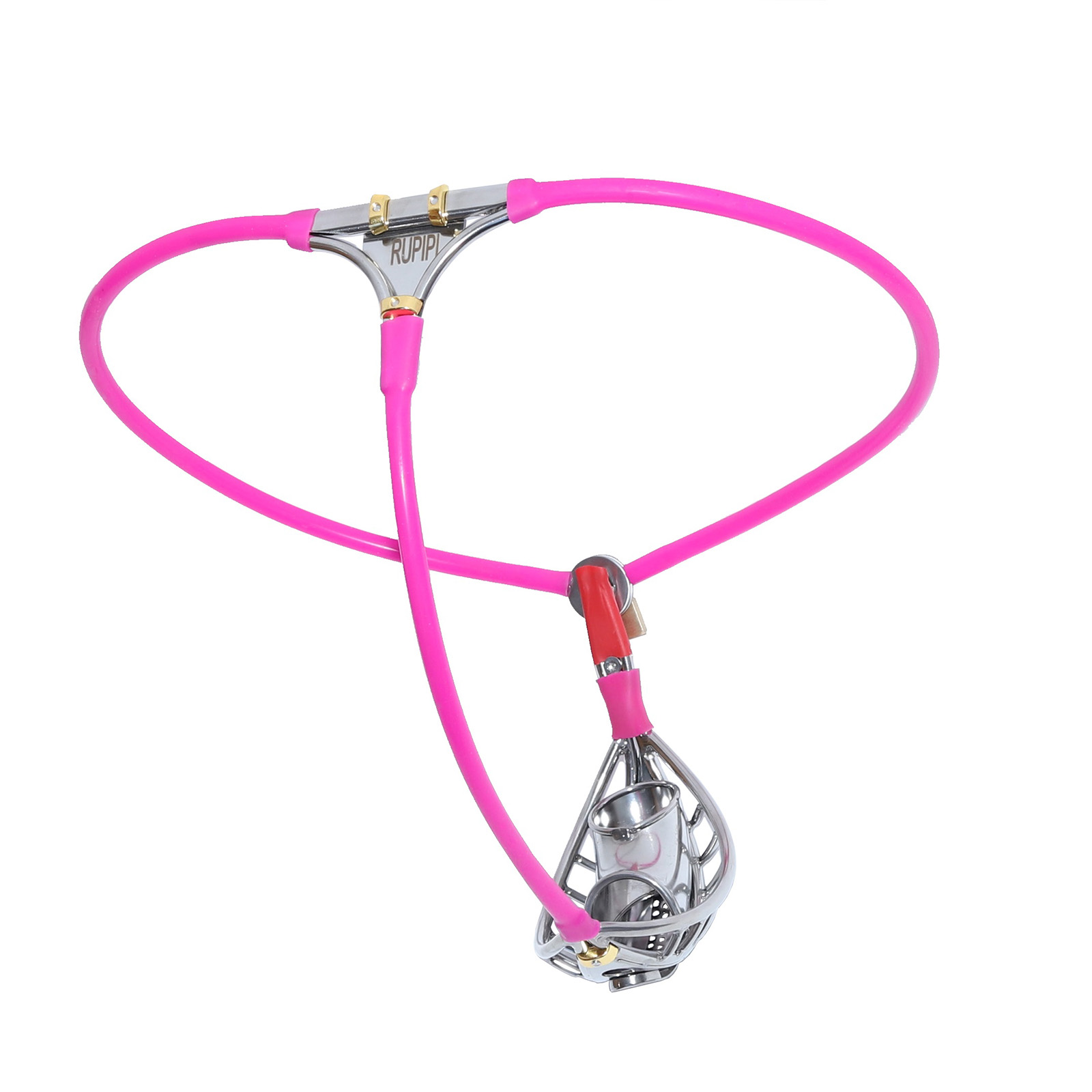 Male Restraint Chastity Belt Unoticeable Chastity Underwear for Men BDSM Slave Tool with Removable Anal Plugs Male Bandage Pants Sex Toy  (Pink) - Ftm213213