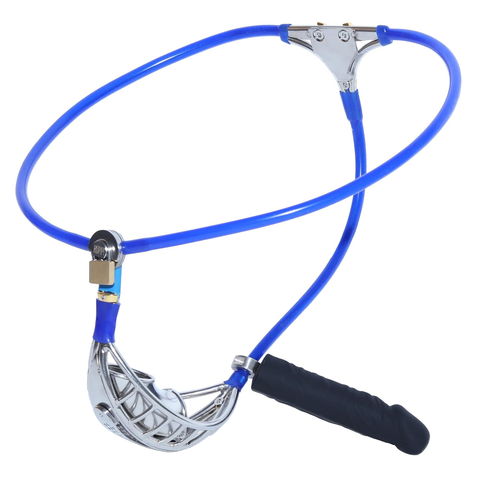 Male Restraint Chastity Belt Unoticeable Chastity Underwear for Men BDSM Slave Tool with Removable Anal Plugs Male Bandage Pants Sex Toy (Blue) - Ftm213213