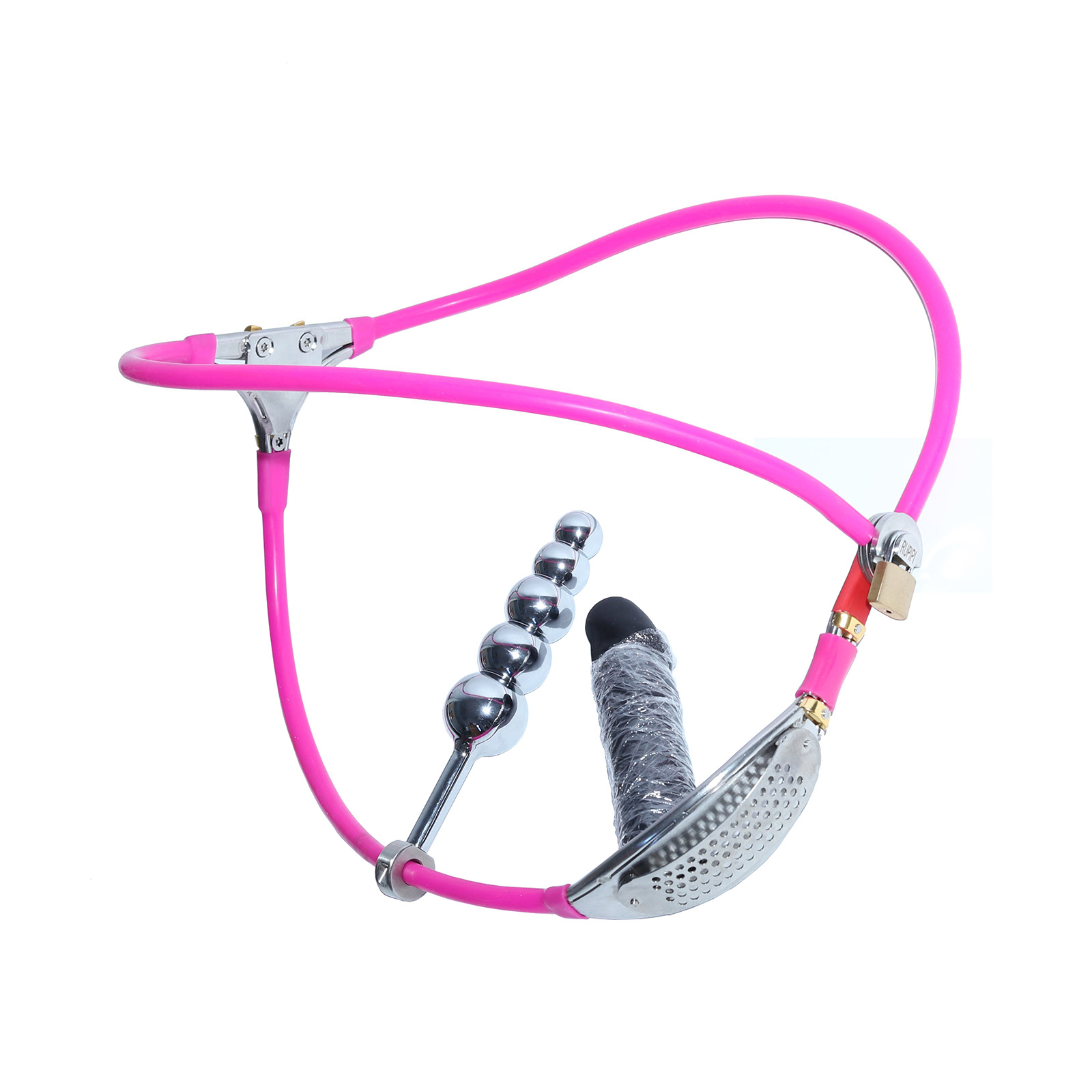 Female Restraint Chastity Belt Unoticeable Chastity Underwear for Men BDSM Slave Tool with Removable Anal Plugs Male Bandage Pants Sex Toy  ( Pink) - Ftm213213