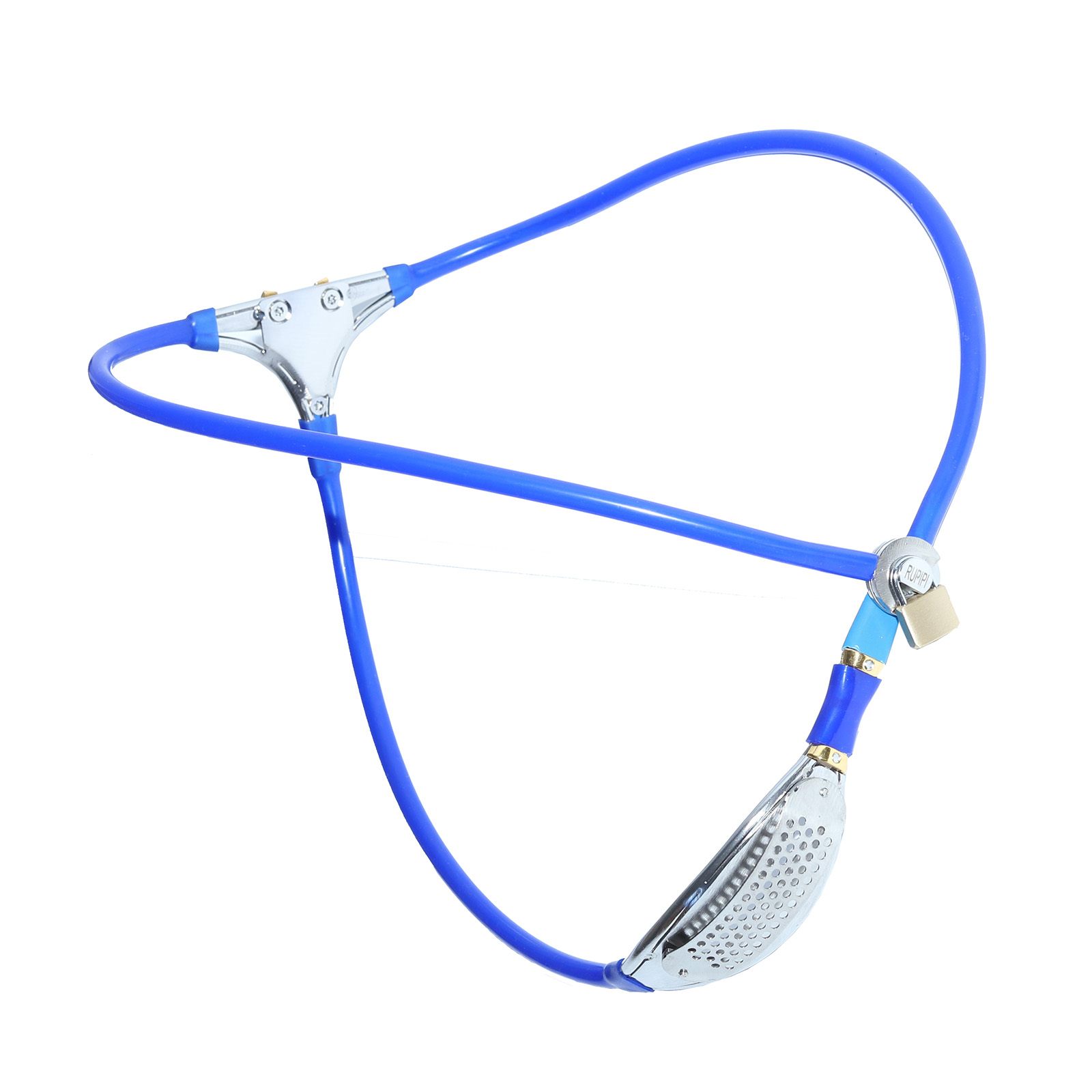 Female Restraint Chastity Belt Unoticeable Chastity Underwear for Men BDSM Slave Tool with Removable Anal Plugs Male Bandage Pants Sex Toy (Blue) - Ftm213213
