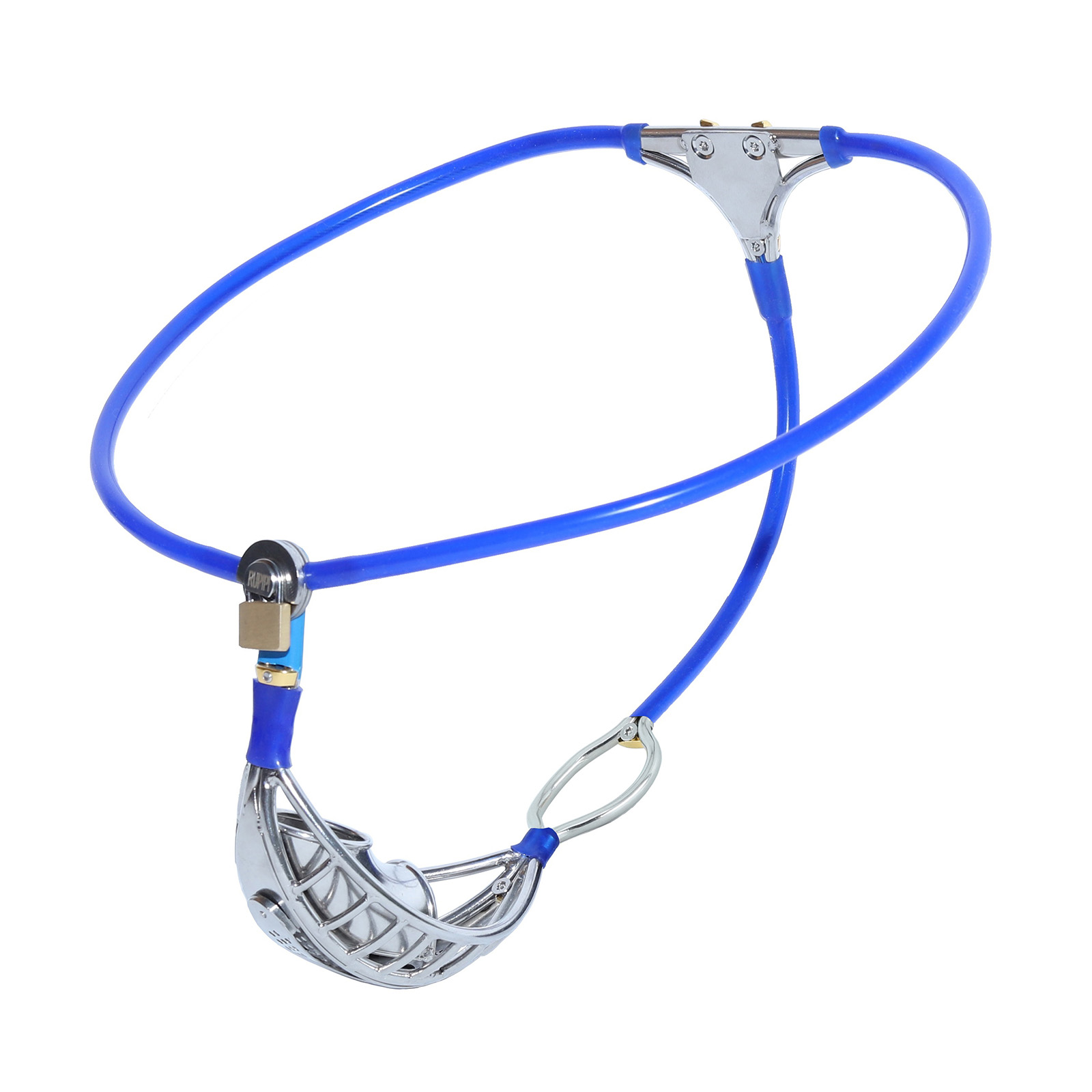 Male Restraint Chastity Belt Unoticeable Chastity Underwear for Men BDSM Slave Tool with Removable Anal Plugs Male Bandage Pants Sex Toy (Blue) - Ftm213213