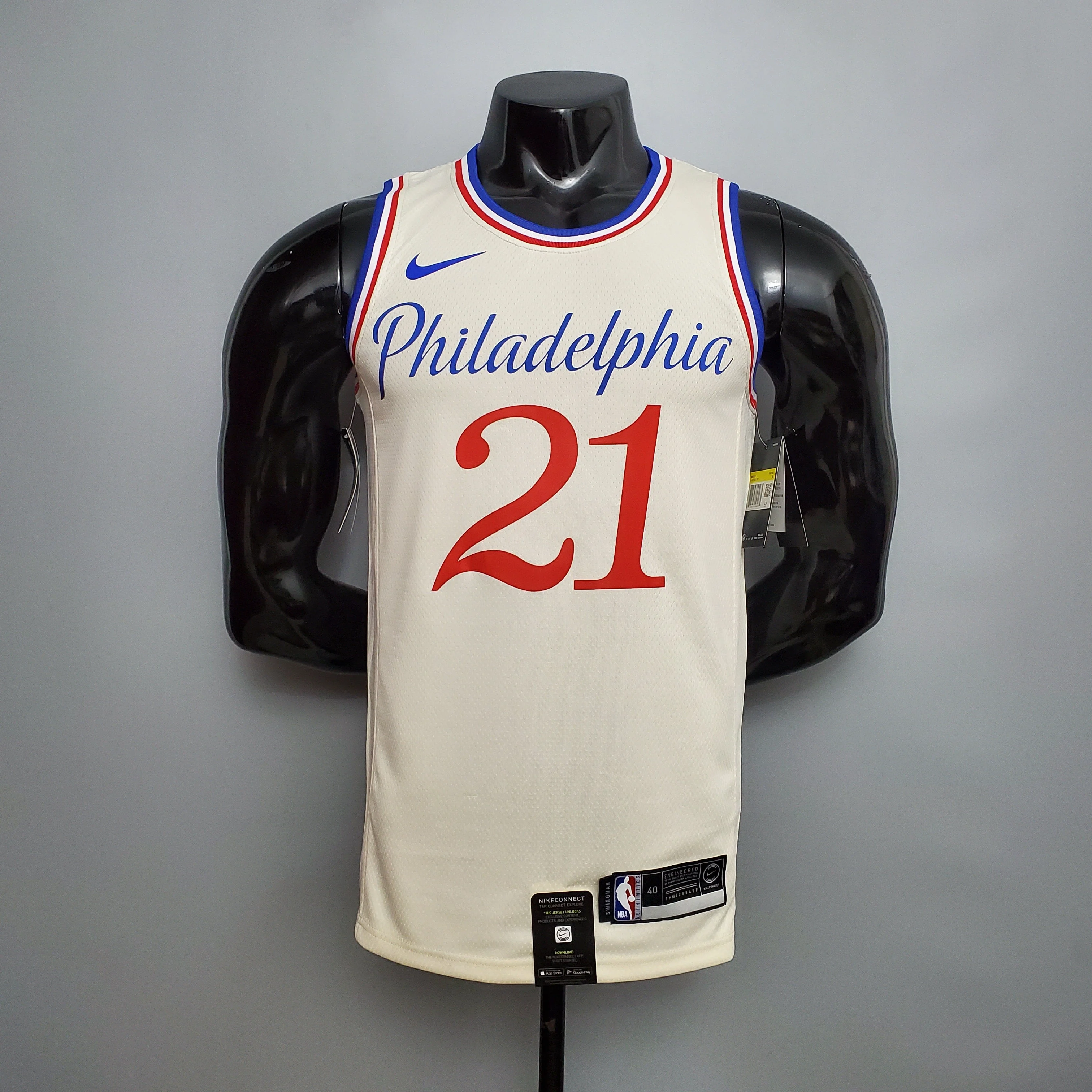 Regata NBA Philadelphia 76ers - Joel Embiid #21 Edio Limitada Bege