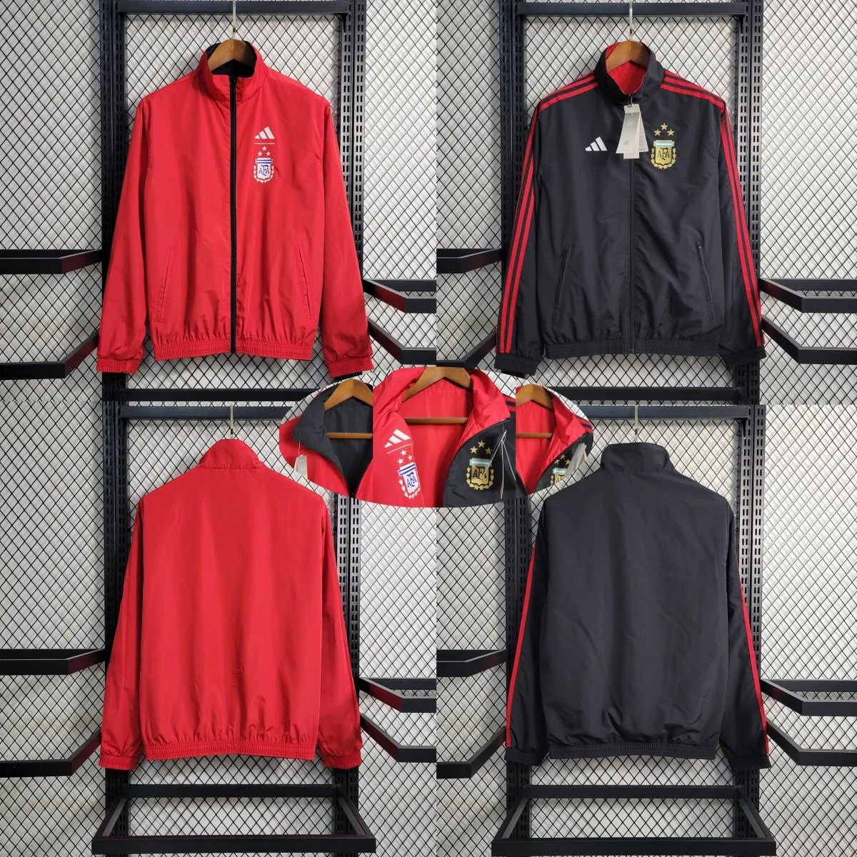 Jaqueta Corta Vento Argentina Dupla Face RedBlack