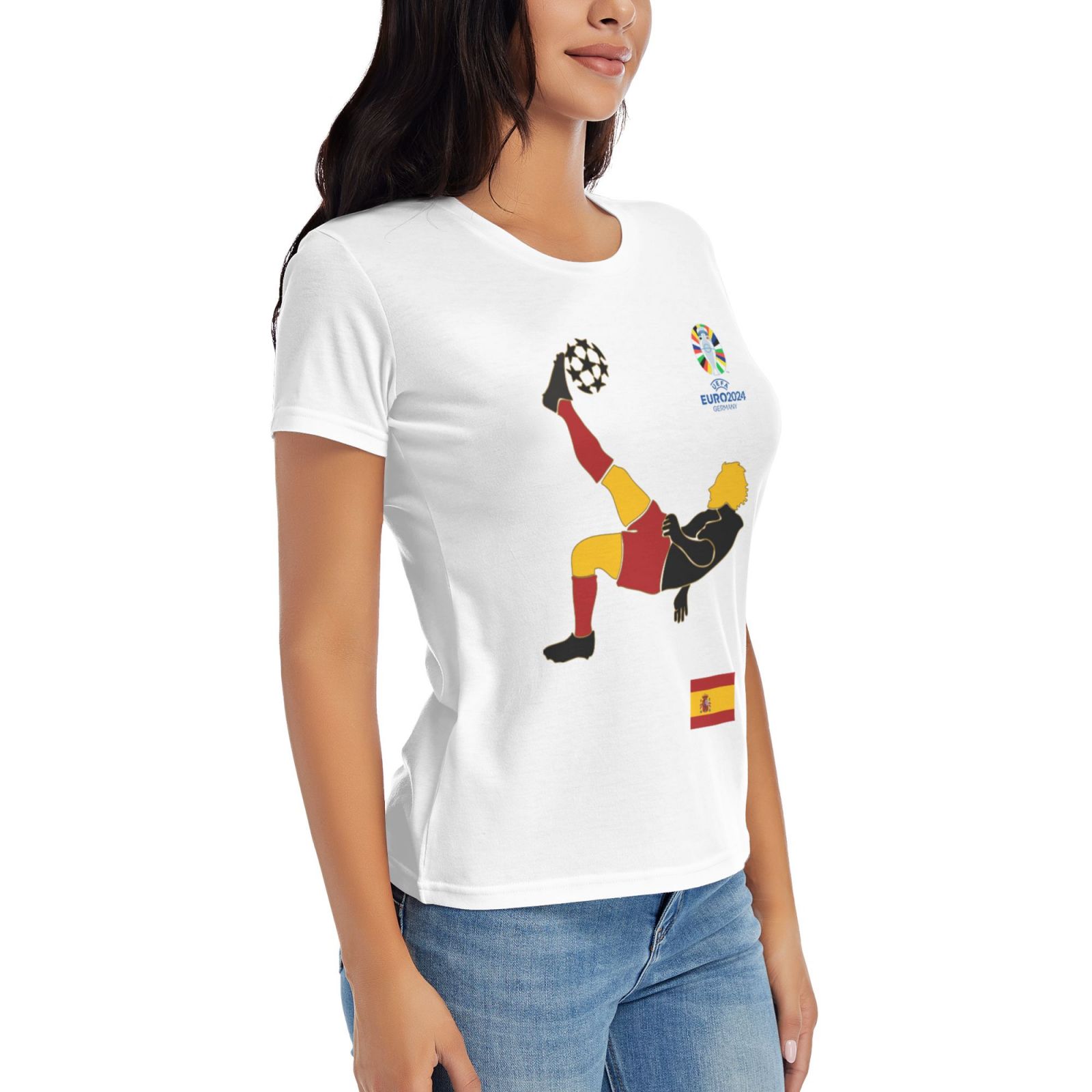 Women's Spain EURO 2024 Basic Short Sleeve T-Shirt WBT1725
