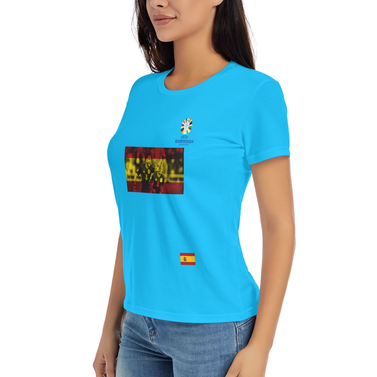 Women's Spain EURO 2024 Basic Short Sleeve T-Shirt WBT1740