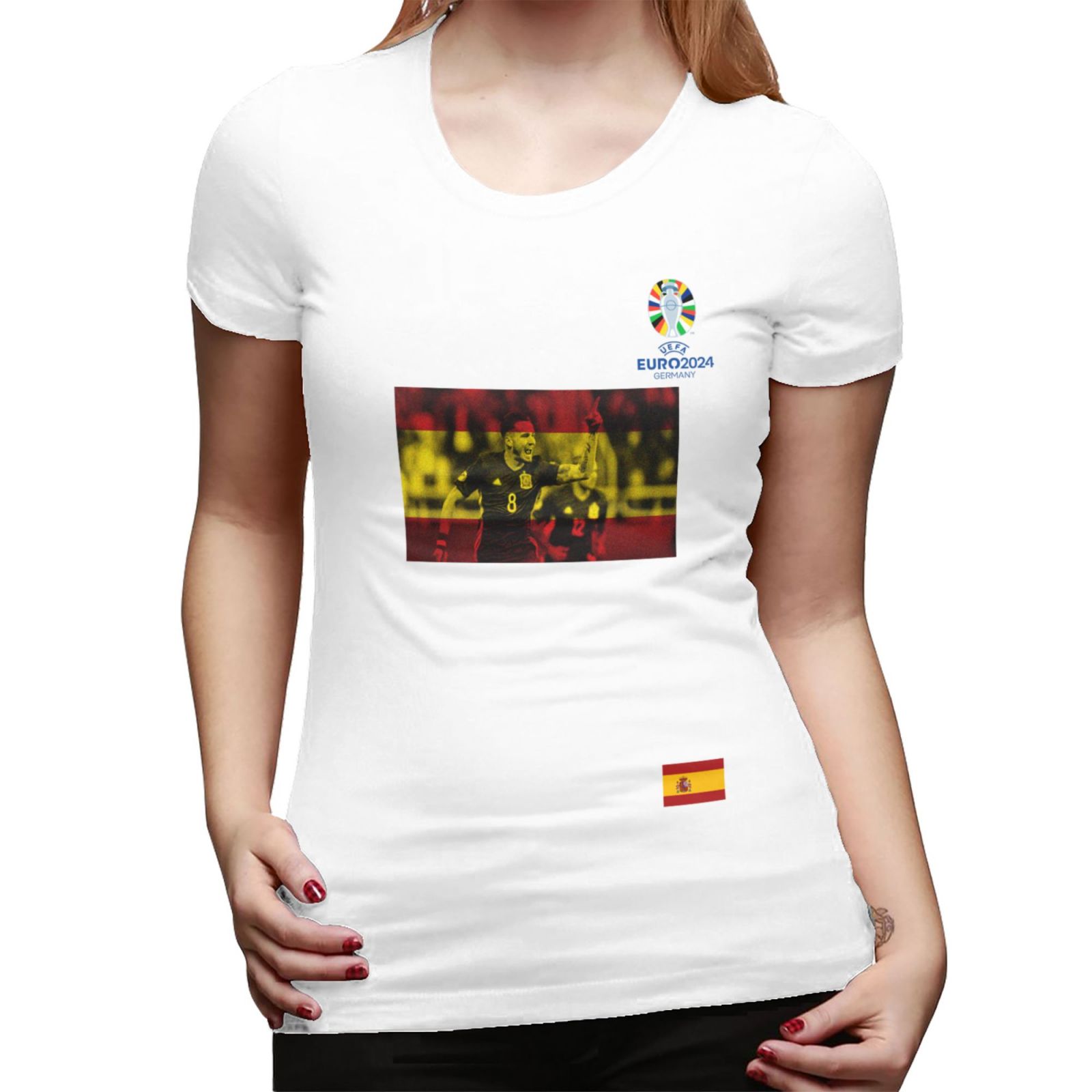 Women's Spain EURO 2024 Basic Short Sleeve T-Shirt WBT1740