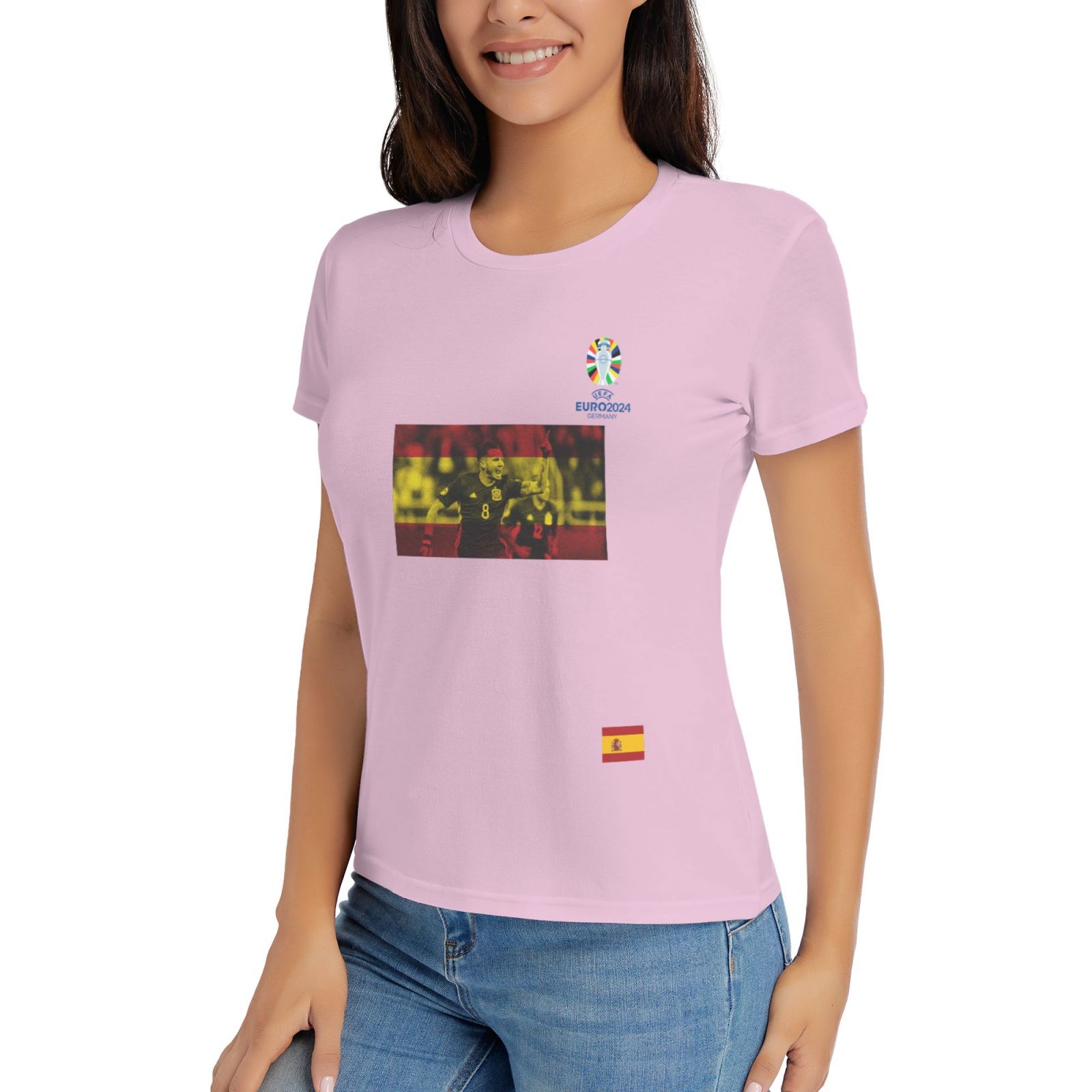 Women's Spain EURO 2024 Basic Short Sleeve T-Shirt WBT1740