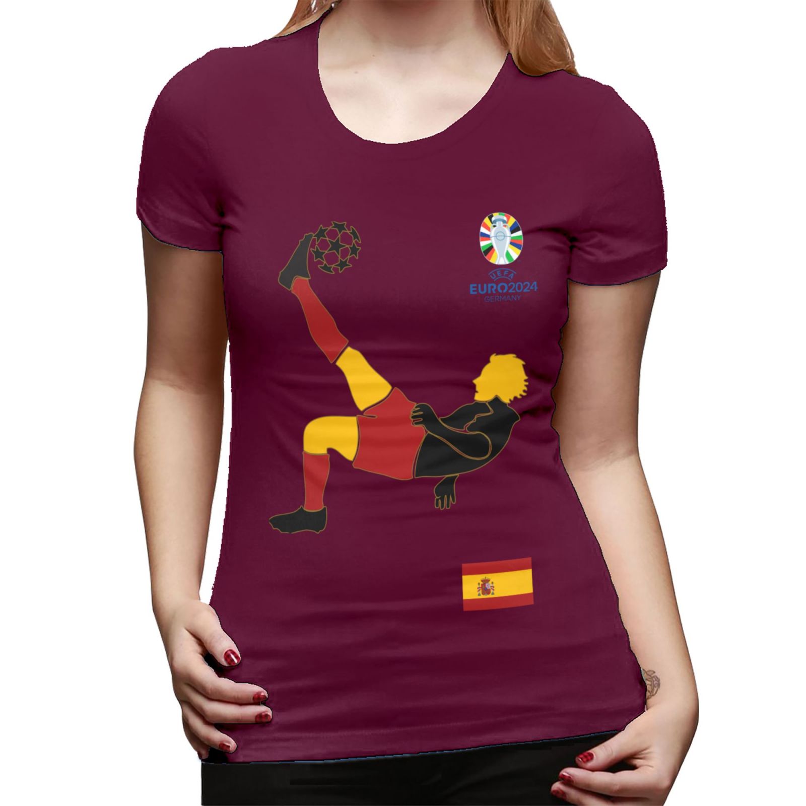Women's Spain EURO 2024 Basic Short Sleeve T-Shirt WBT1725