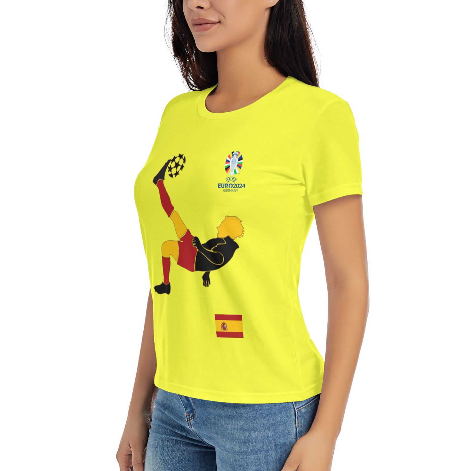 Women's Spain EURO 2024 Basic Short Sleeve T-Shirt WBT1725