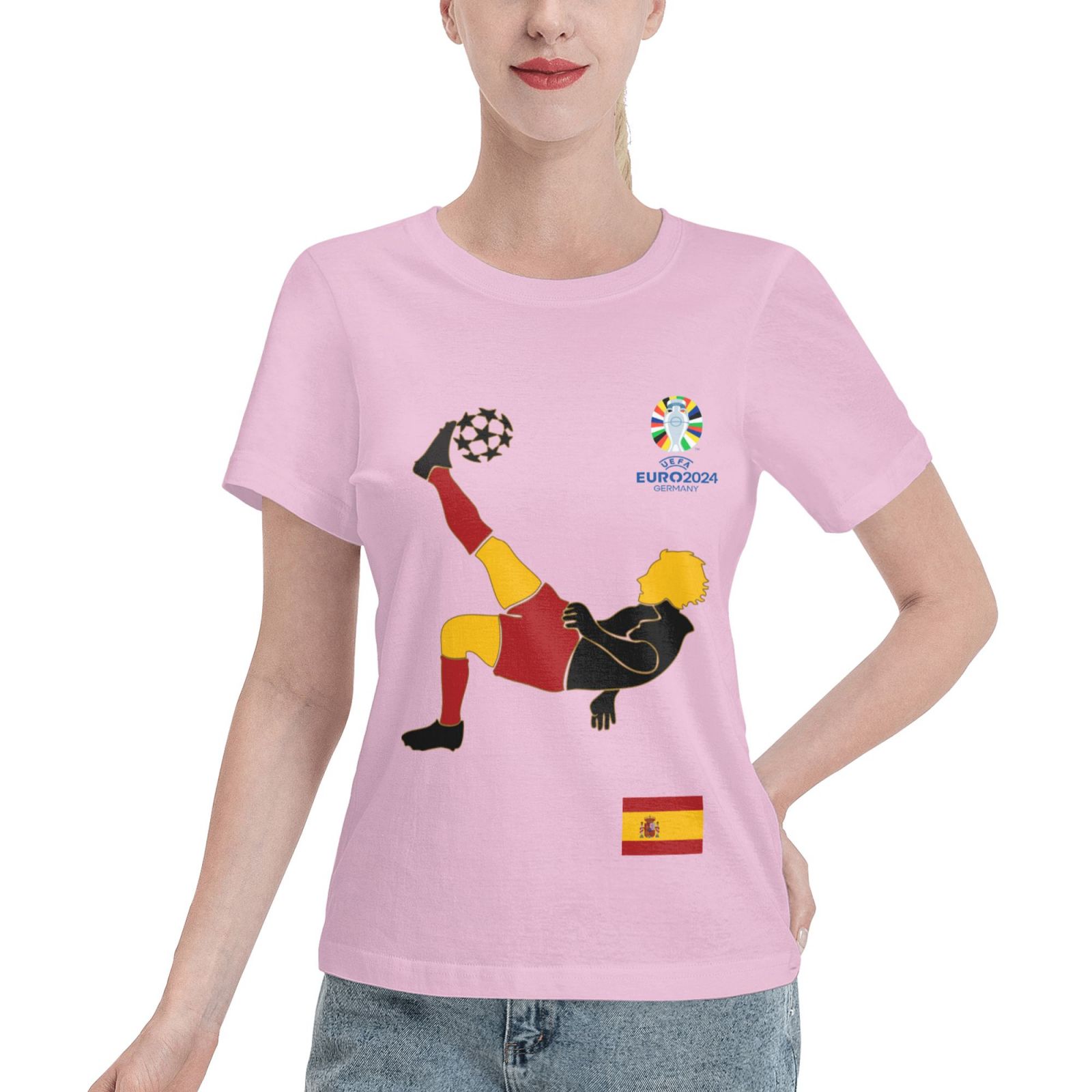 Women's Spain EURO 2024 Basic Short Sleeve T-Shirt WBT1725