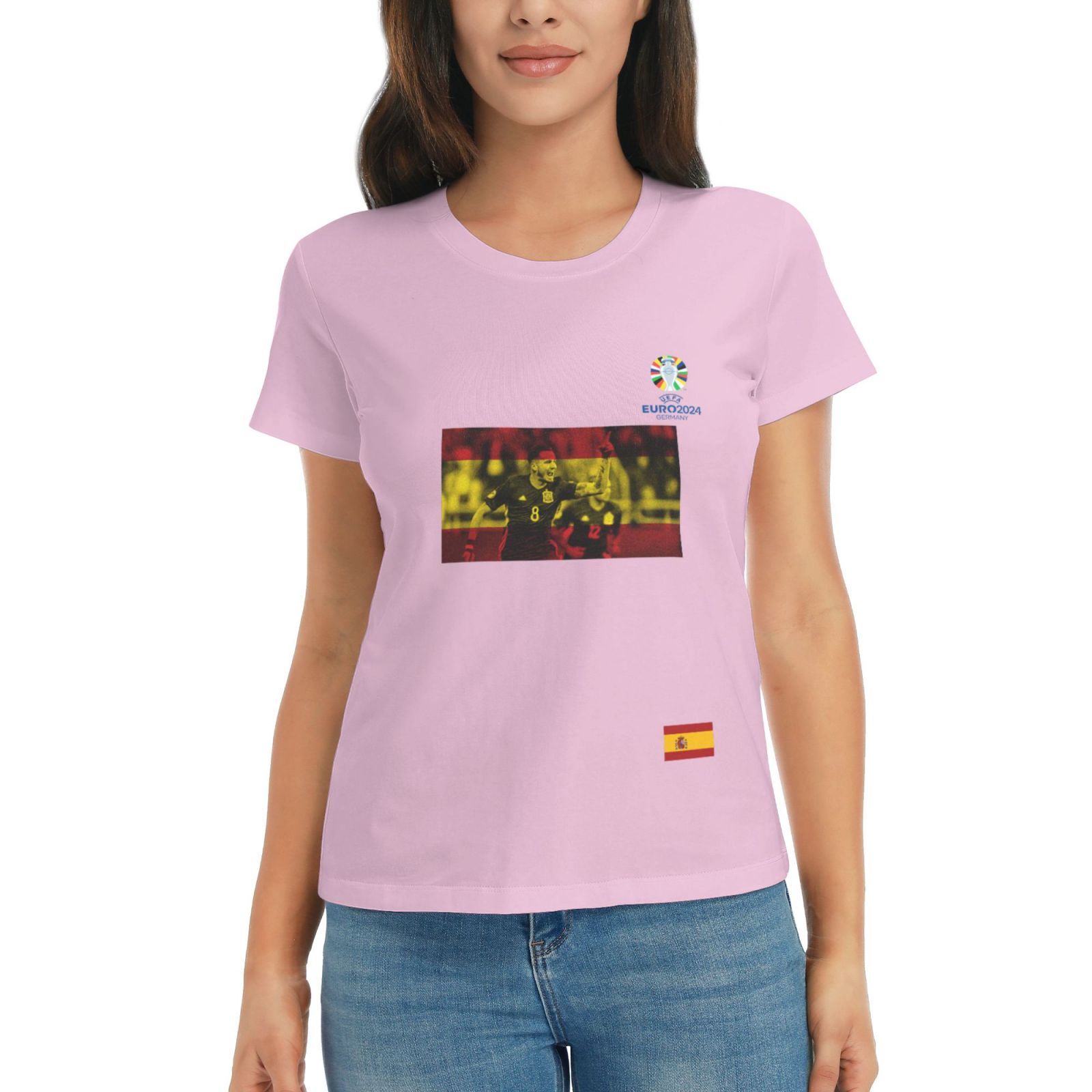 Women's Spain EURO 2024 Basic Short Sleeve T-Shirt WBT1740