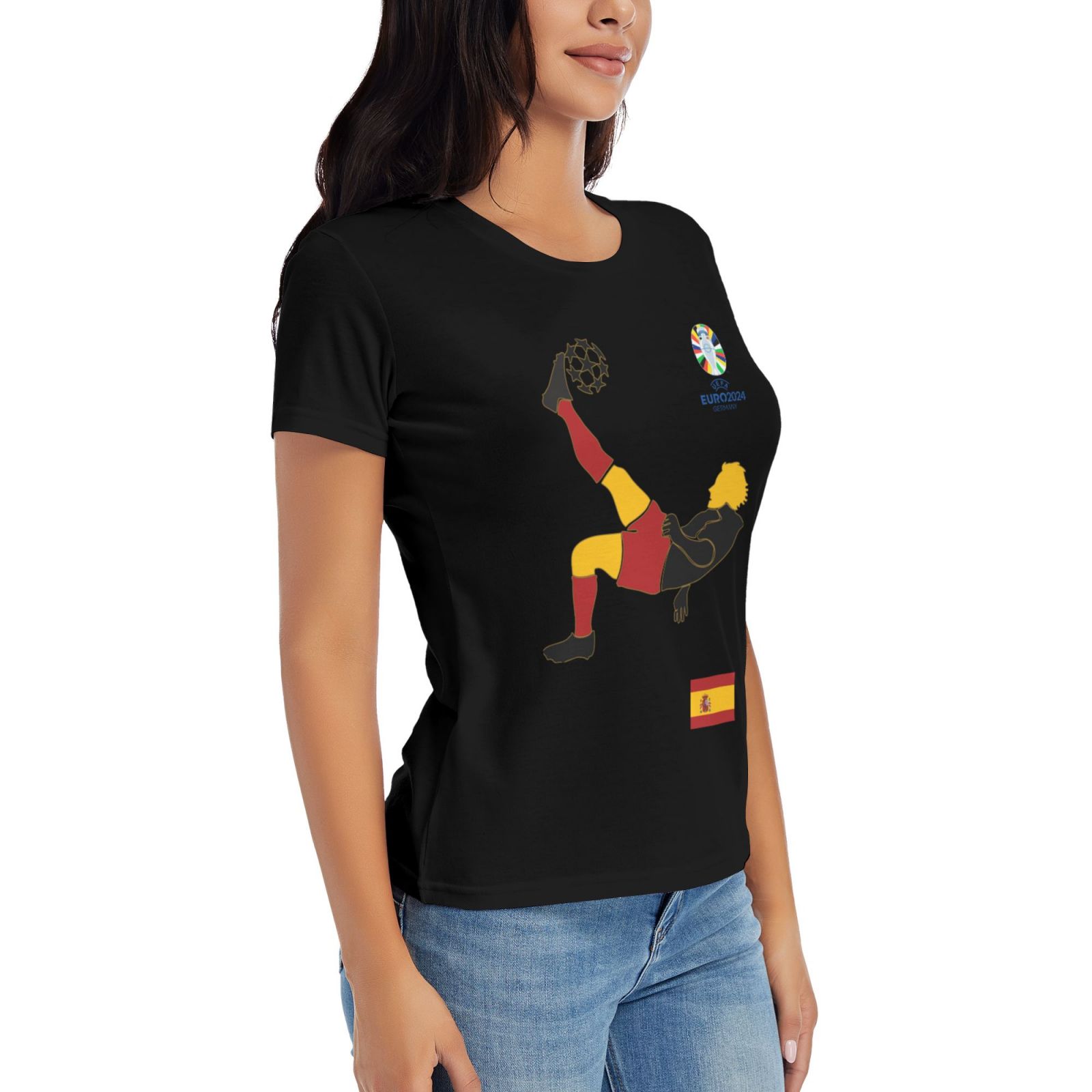 Women's Spain EURO 2024 Basic Short Sleeve T-Shirt WBT1725