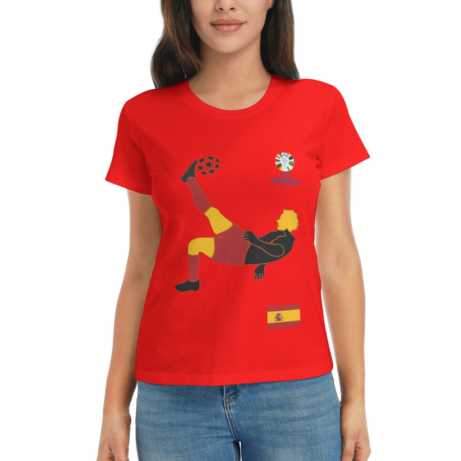 Women's Spain EURO 2024 Basic Short Sleeve T-Shirt WBT1725
