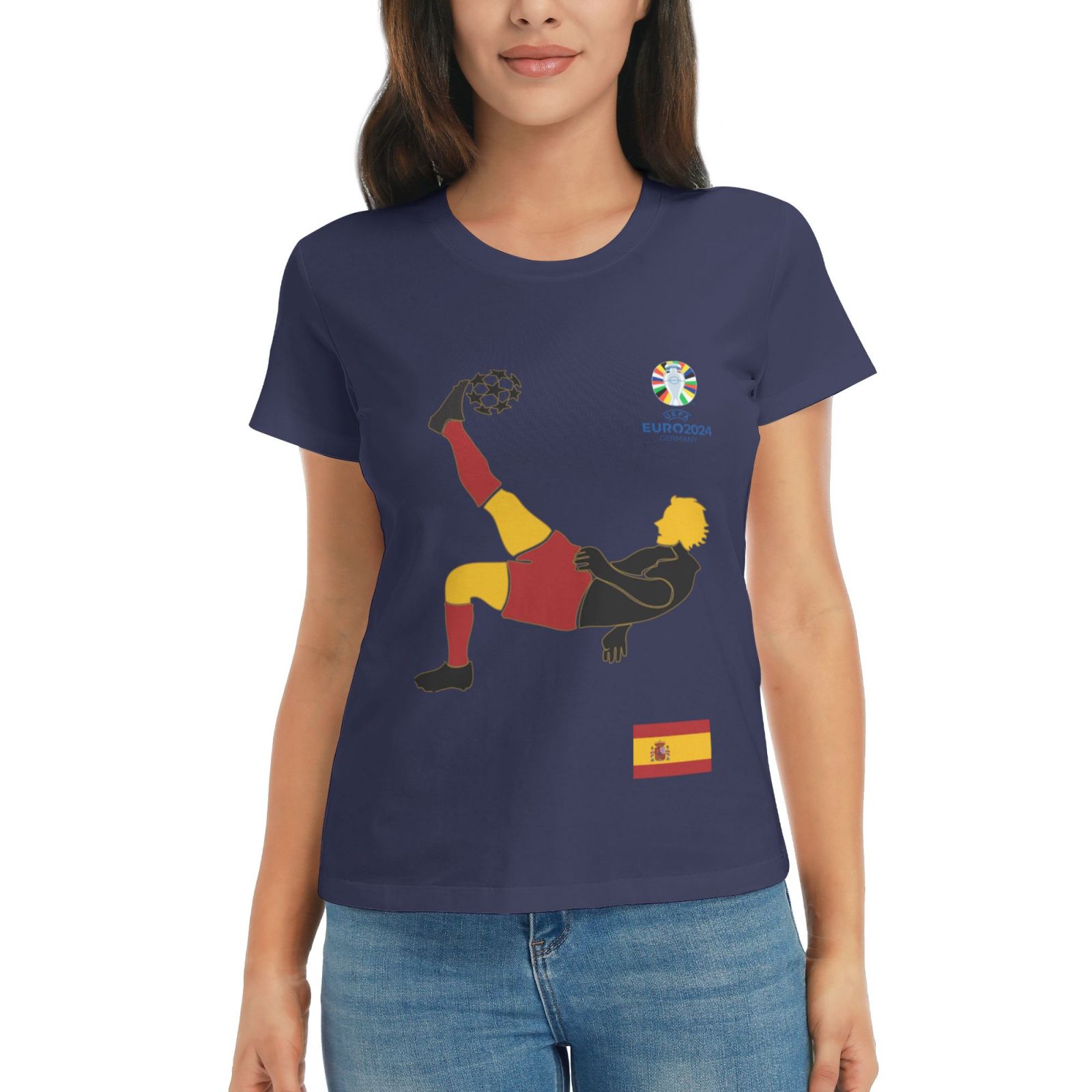 Women's Spain EURO 2024 Basic Short Sleeve T-Shirt WBT1725
