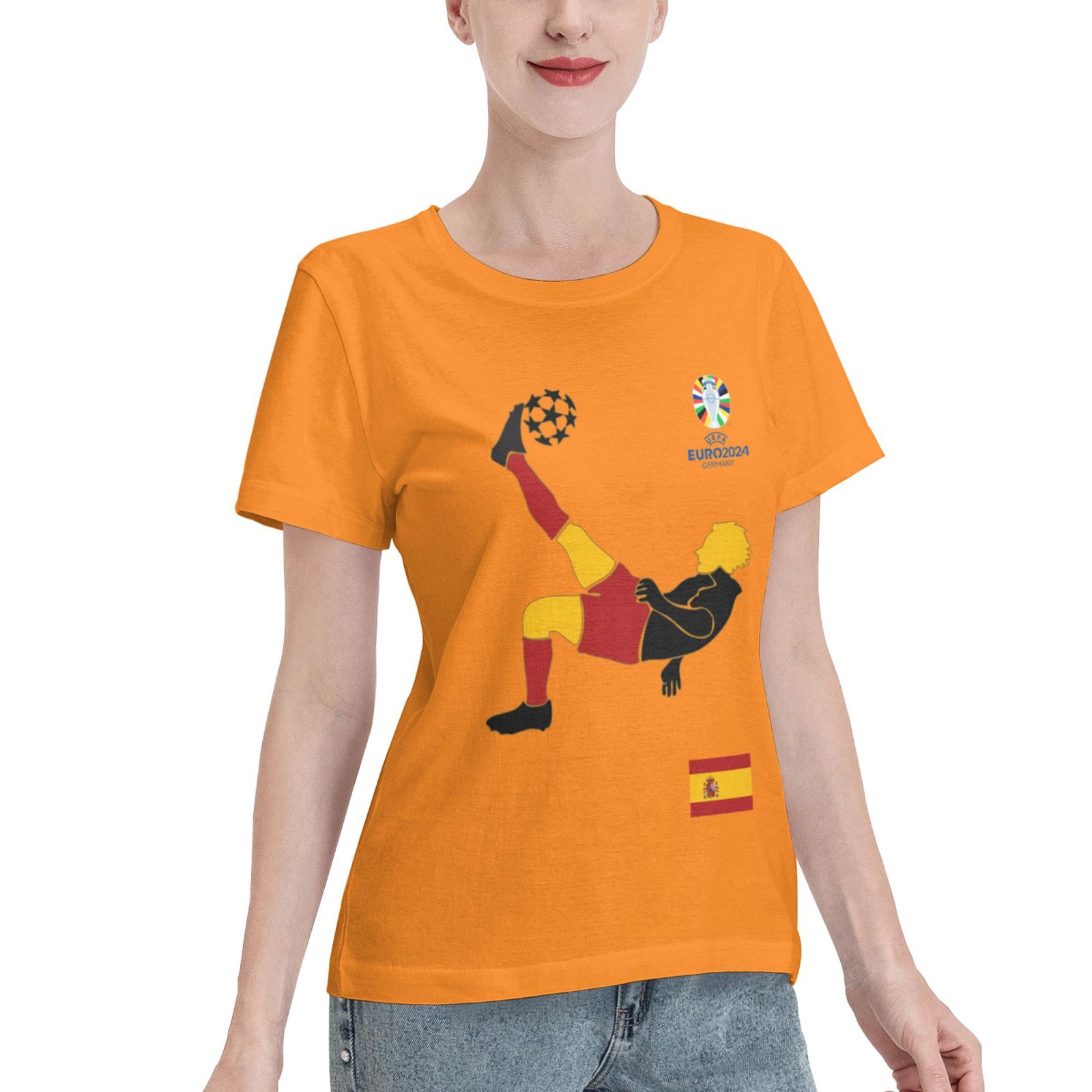 Women's Spain EURO 2024 Basic Short Sleeve T-Shirt WBT1725