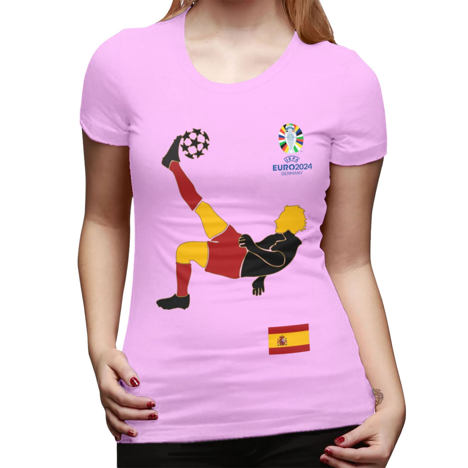 Women's Spain EURO 2024 Basic Short Sleeve T-Shirt WBT1725