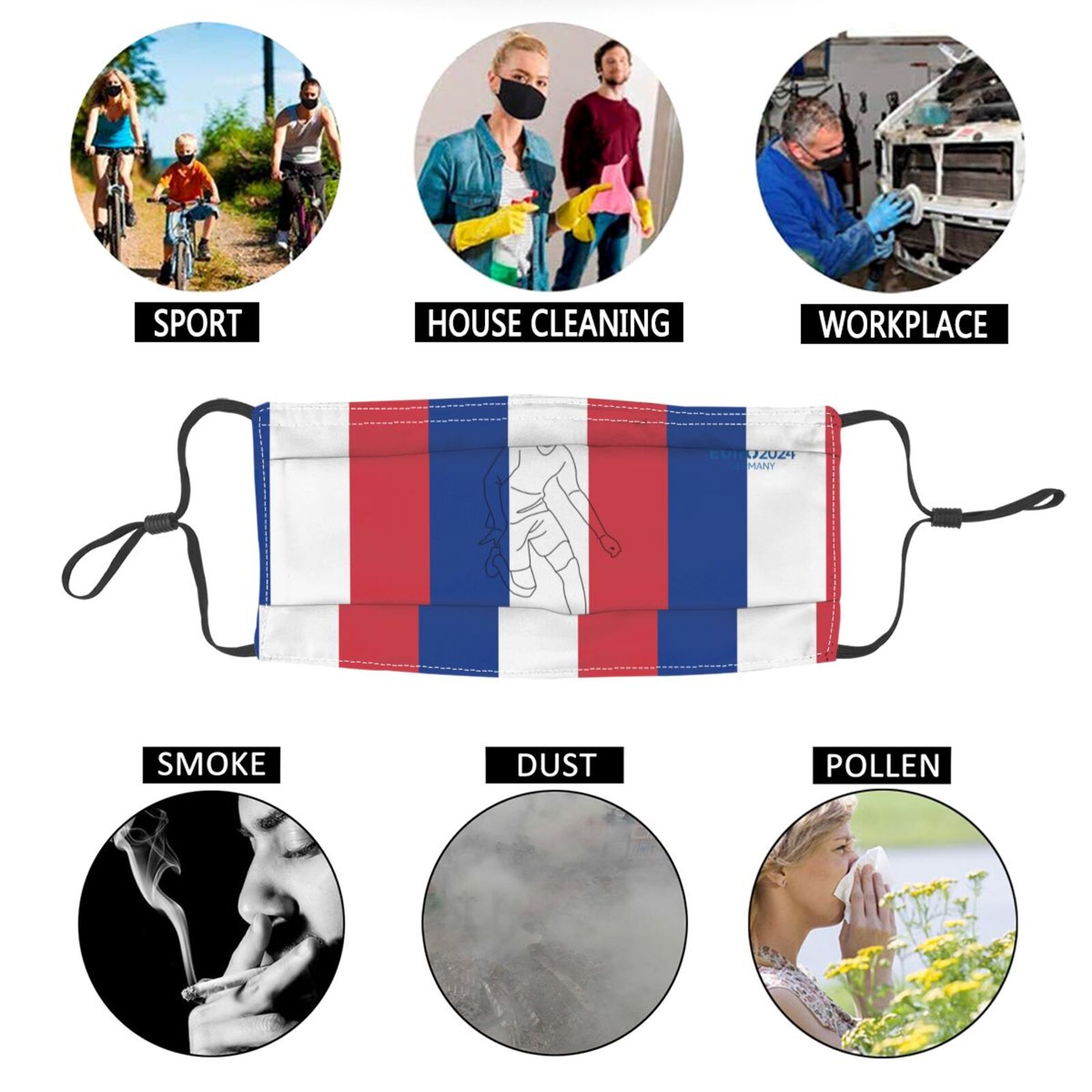 France EURO 2024 Adult Dust Mask DMK1737