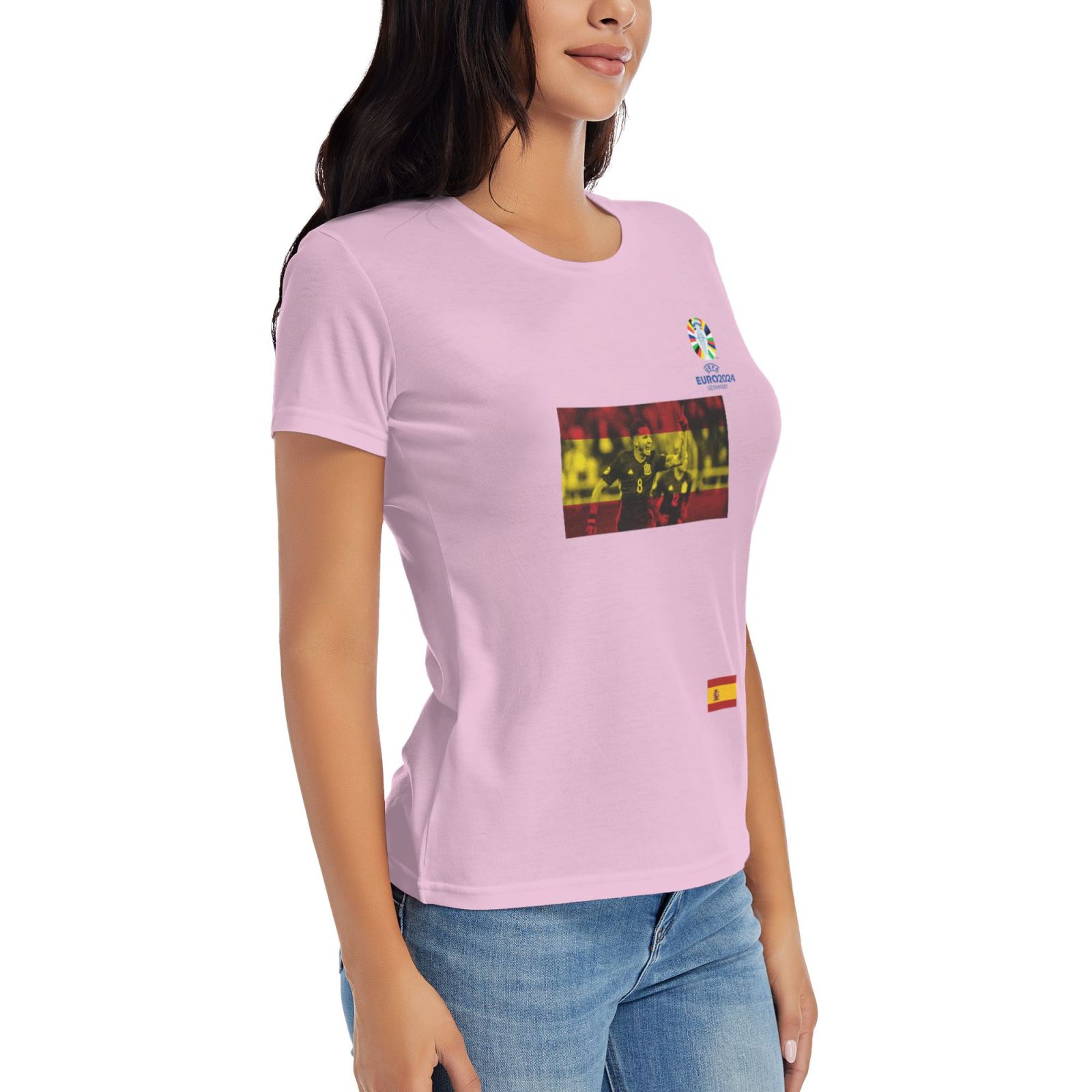 Women's Spain EURO 2024 Basic Short Sleeve T-Shirt WBT1740