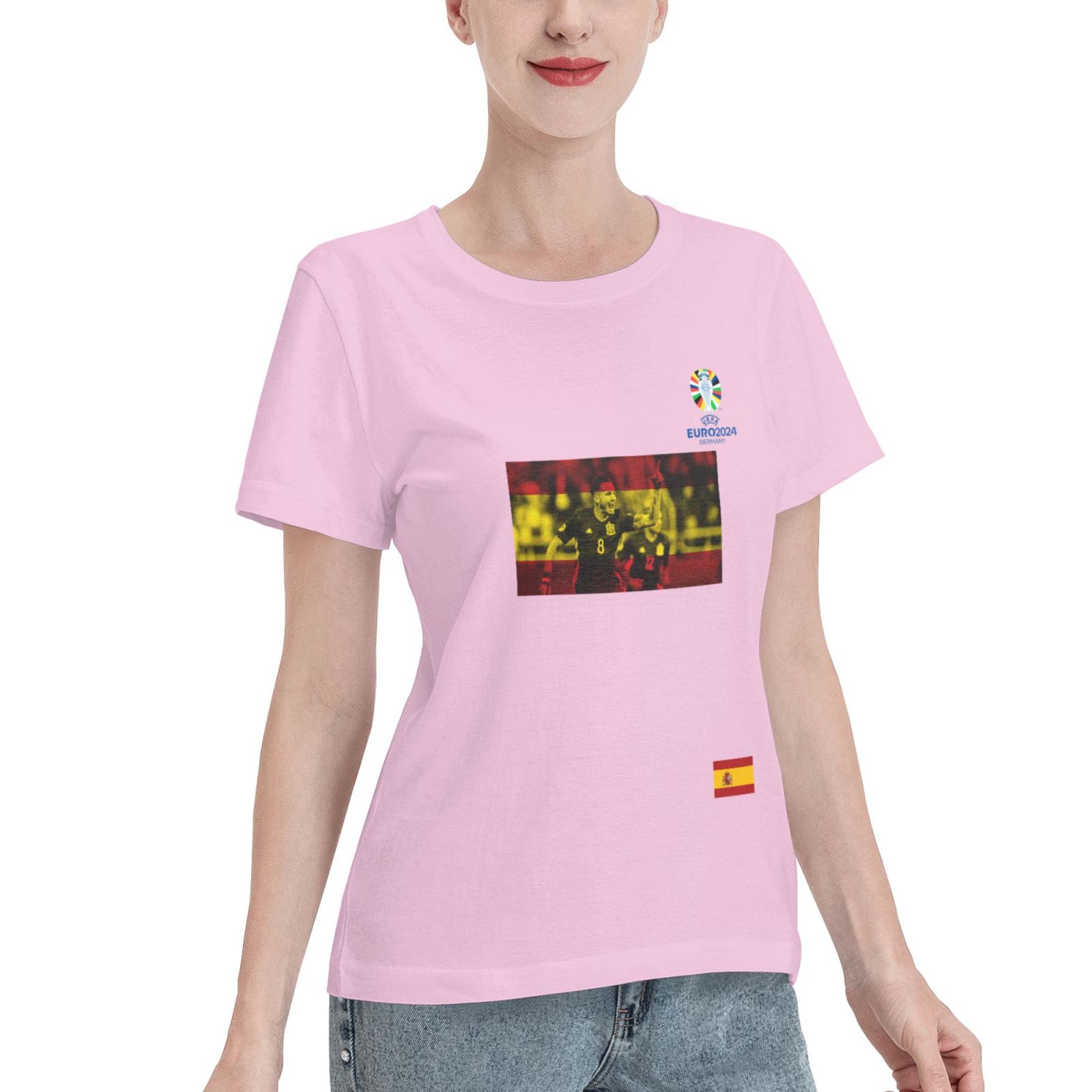 Women's Spain EURO 2024 Basic Short Sleeve T-Shirt WBT1740