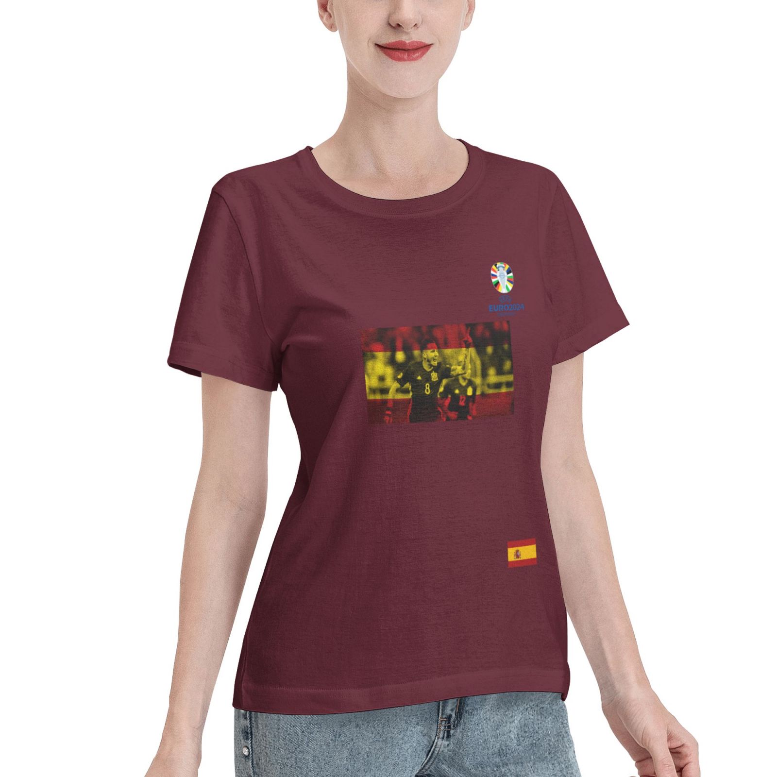 Women's Spain EURO 2024 Basic Short Sleeve T-Shirt WBT1740
