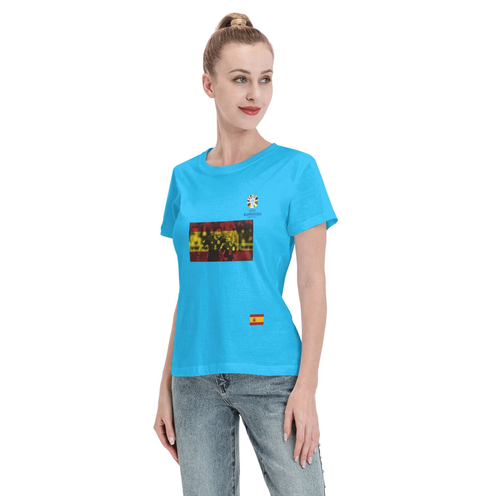 Women's Spain EURO 2024 Basic Short Sleeve T-Shirt WBT1740