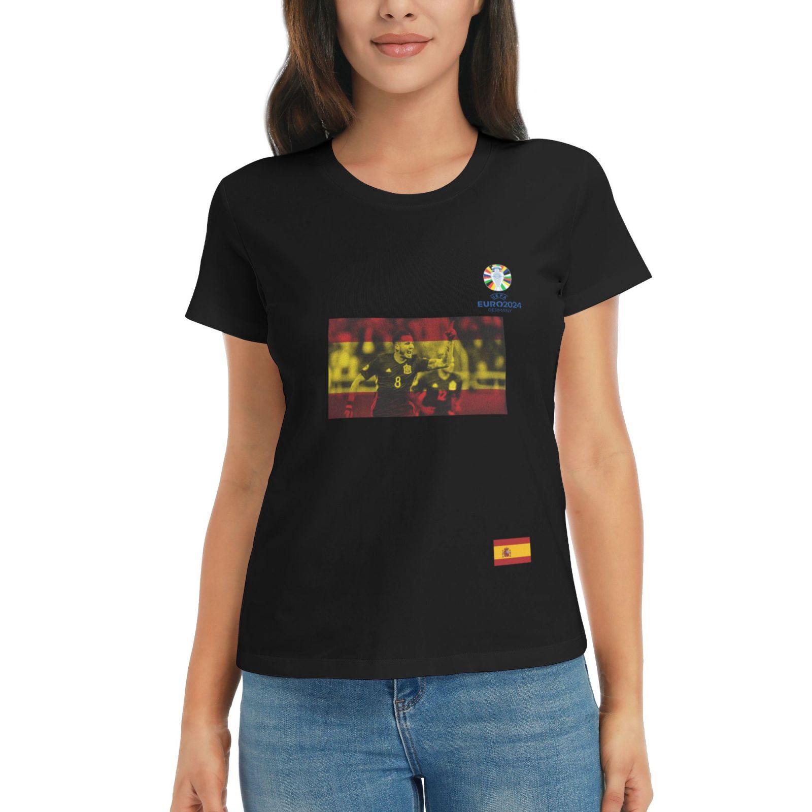 Women's Spain EURO 2024 Basic Short Sleeve T-Shirt WBT1740