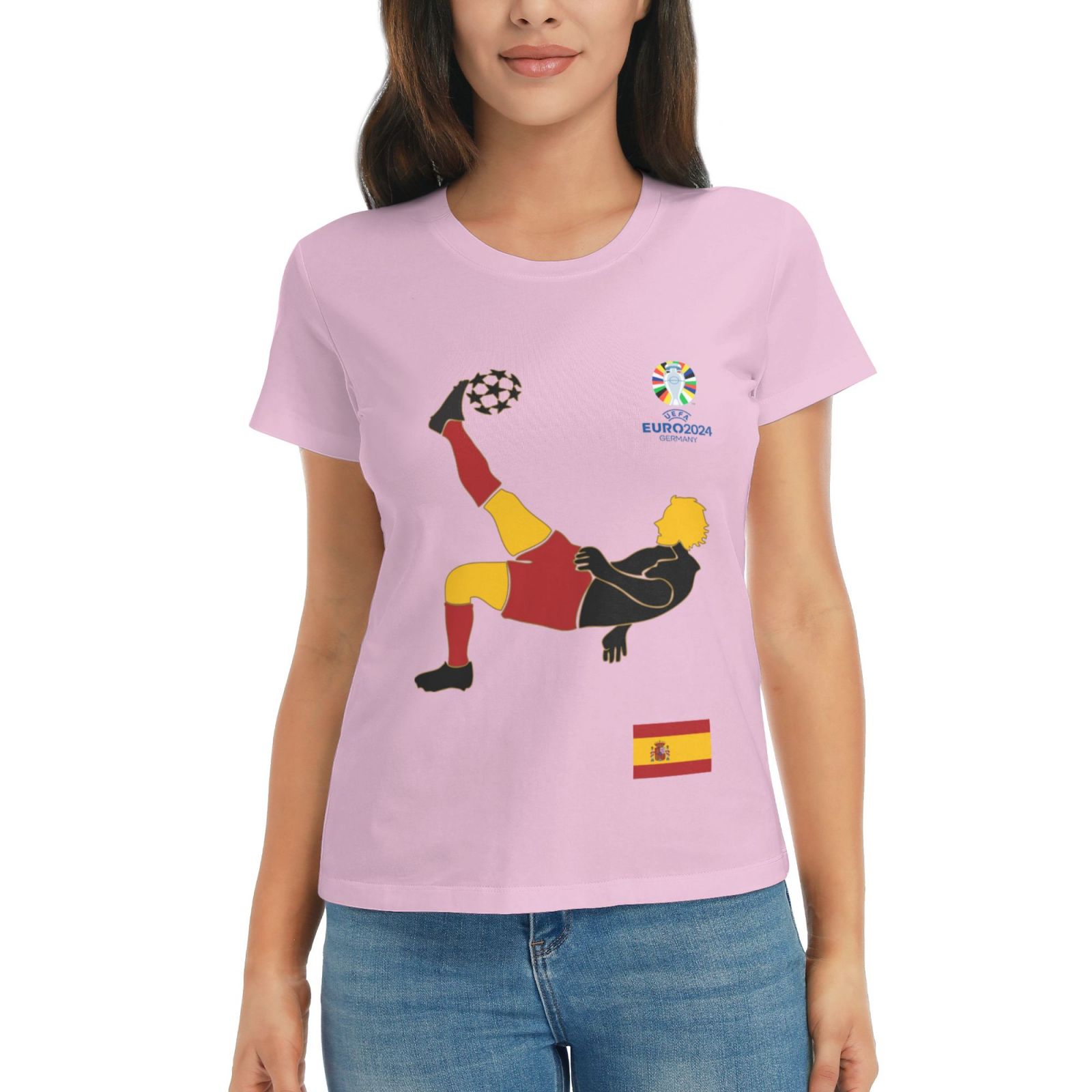 Women's Spain EURO 2024 Basic Short Sleeve T-Shirt WBT1725