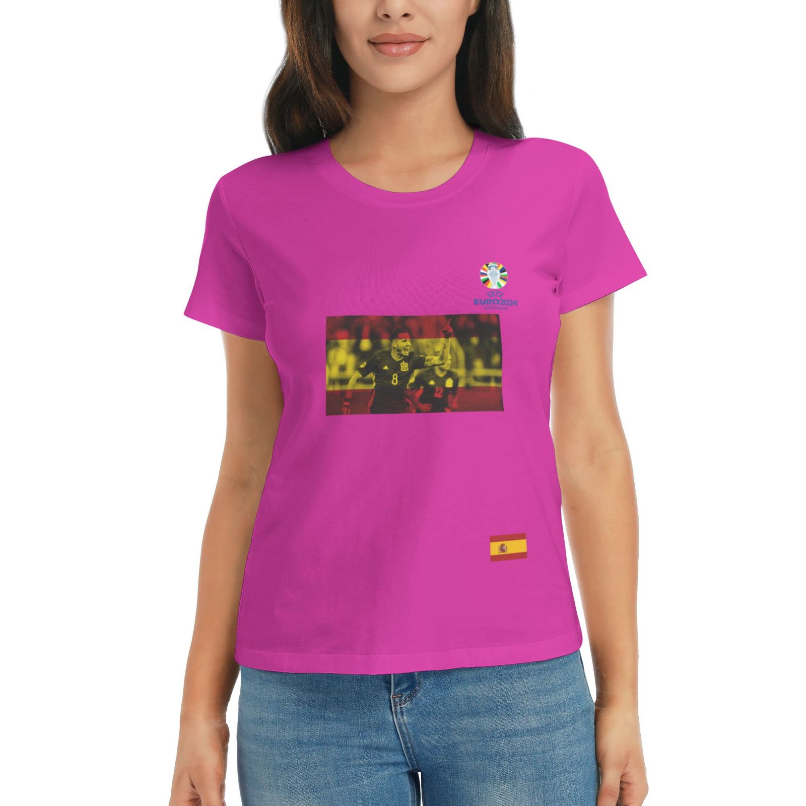 Women's Spain EURO 2024 Basic Short Sleeve T-Shirt WBT1740