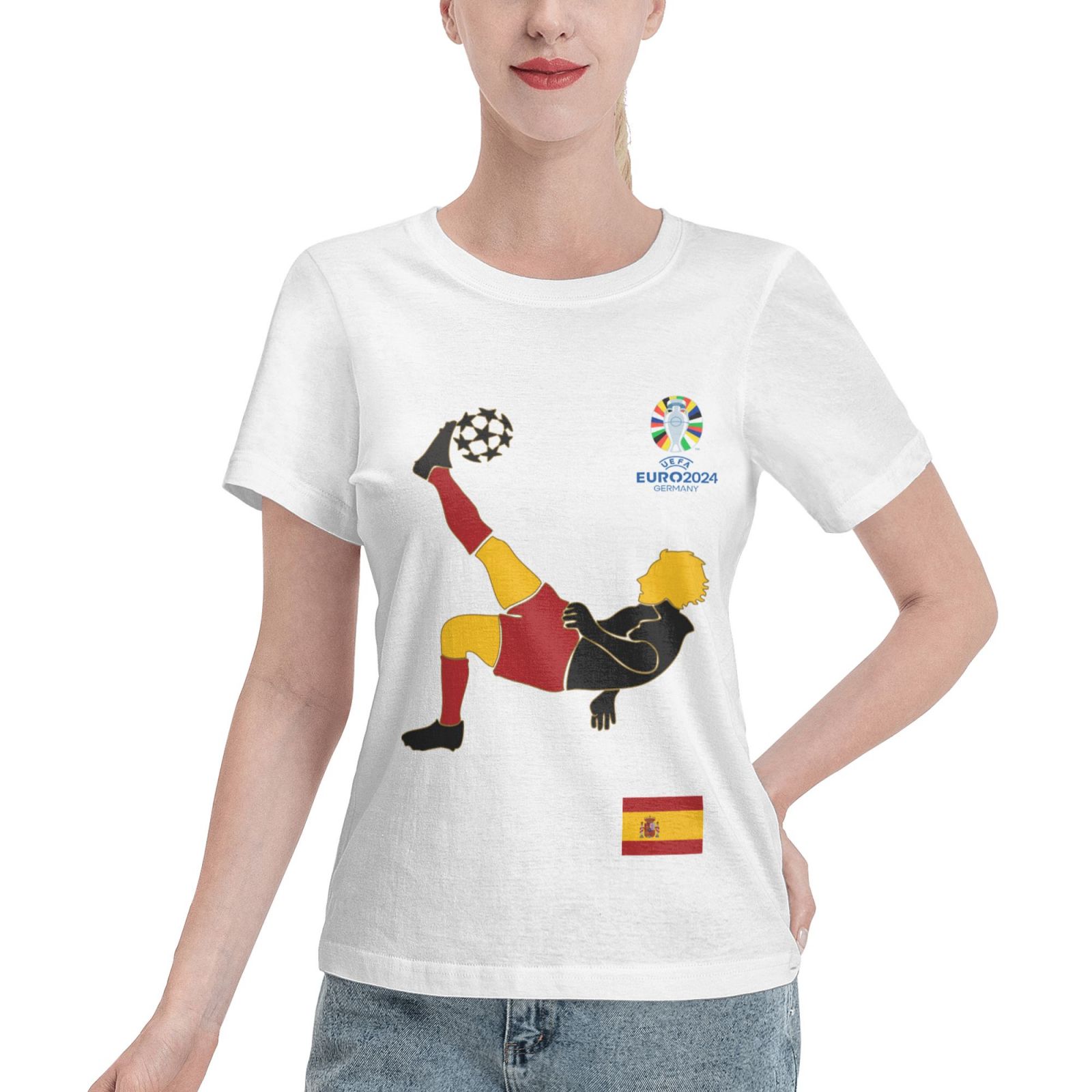 Women's Spain EURO 2024 Basic Short Sleeve T-Shirt WBT1725