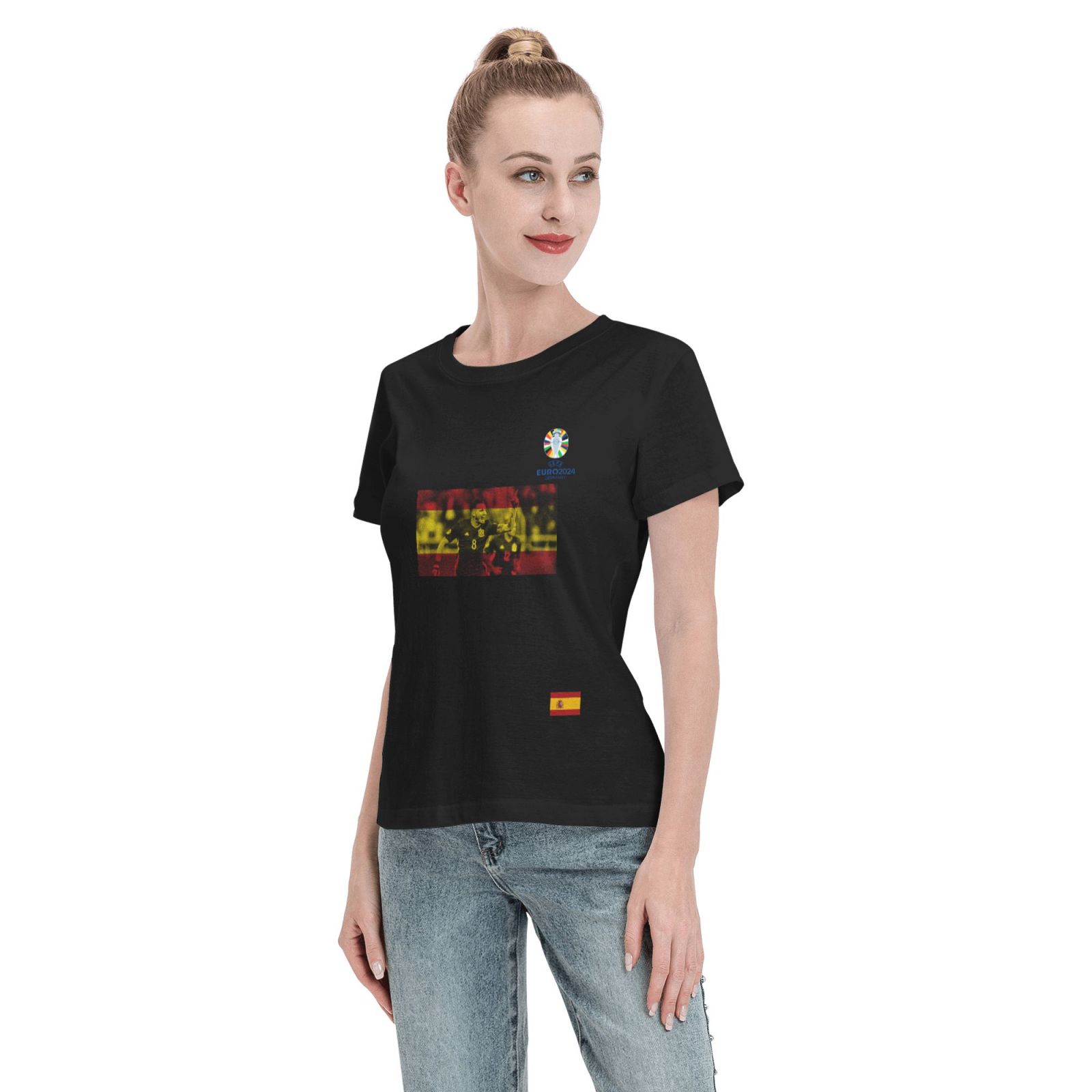 Women's Spain EURO 2024 Basic Short Sleeve T-Shirt WBT1740
