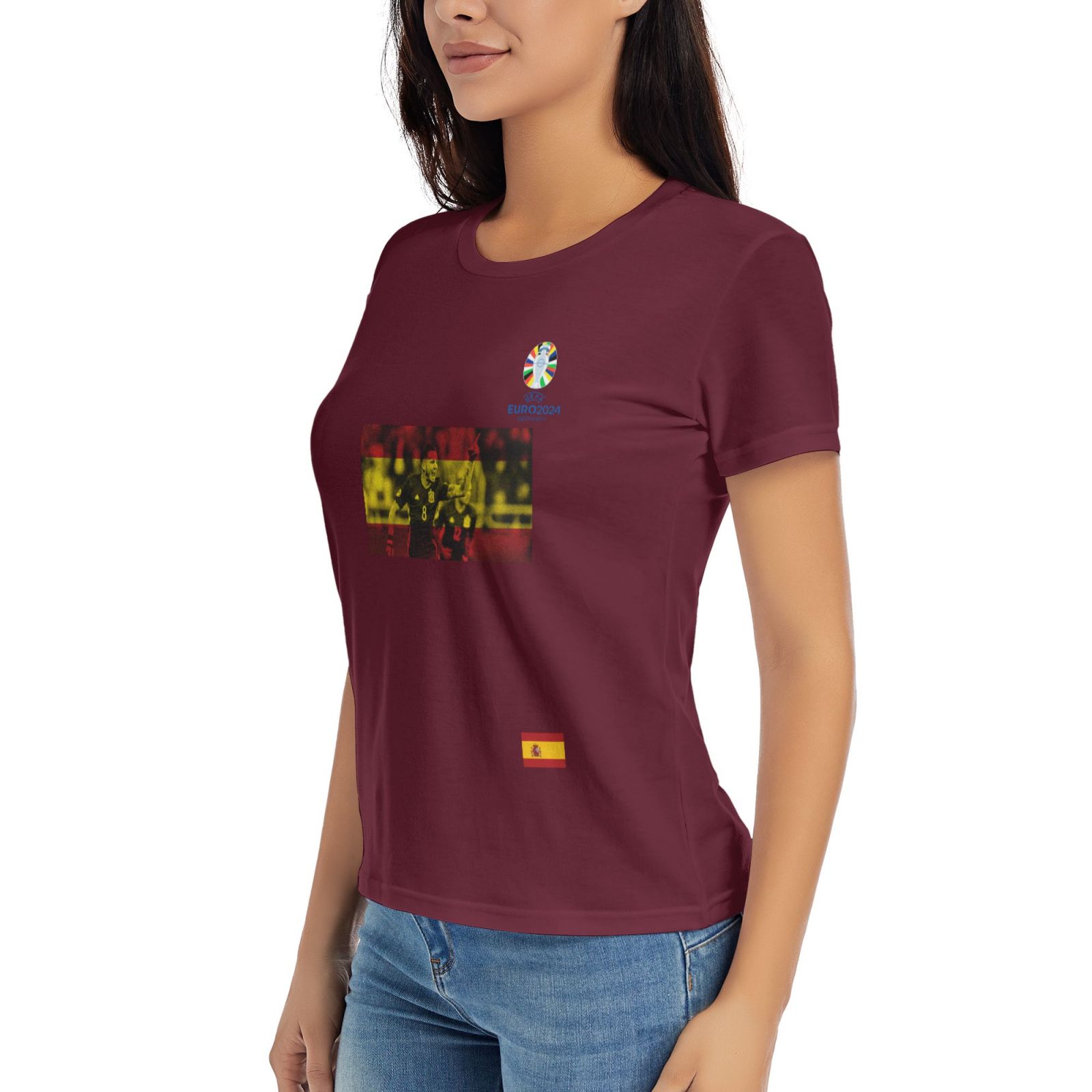 Women's Spain EURO 2024 Basic Short Sleeve T-Shirt WBT1740