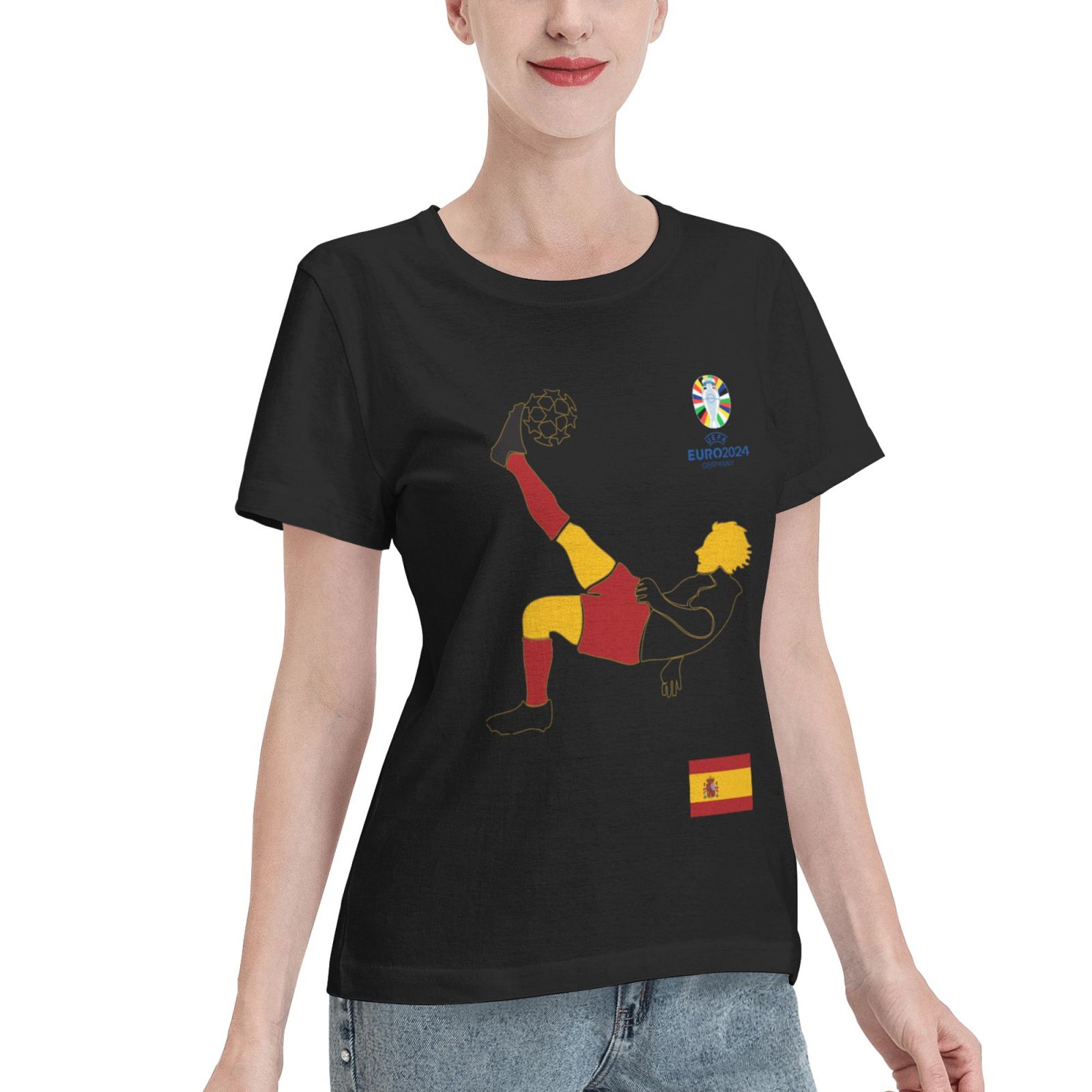 Women's Spain EURO 2024 Basic Short Sleeve T-Shirt WBT1725
