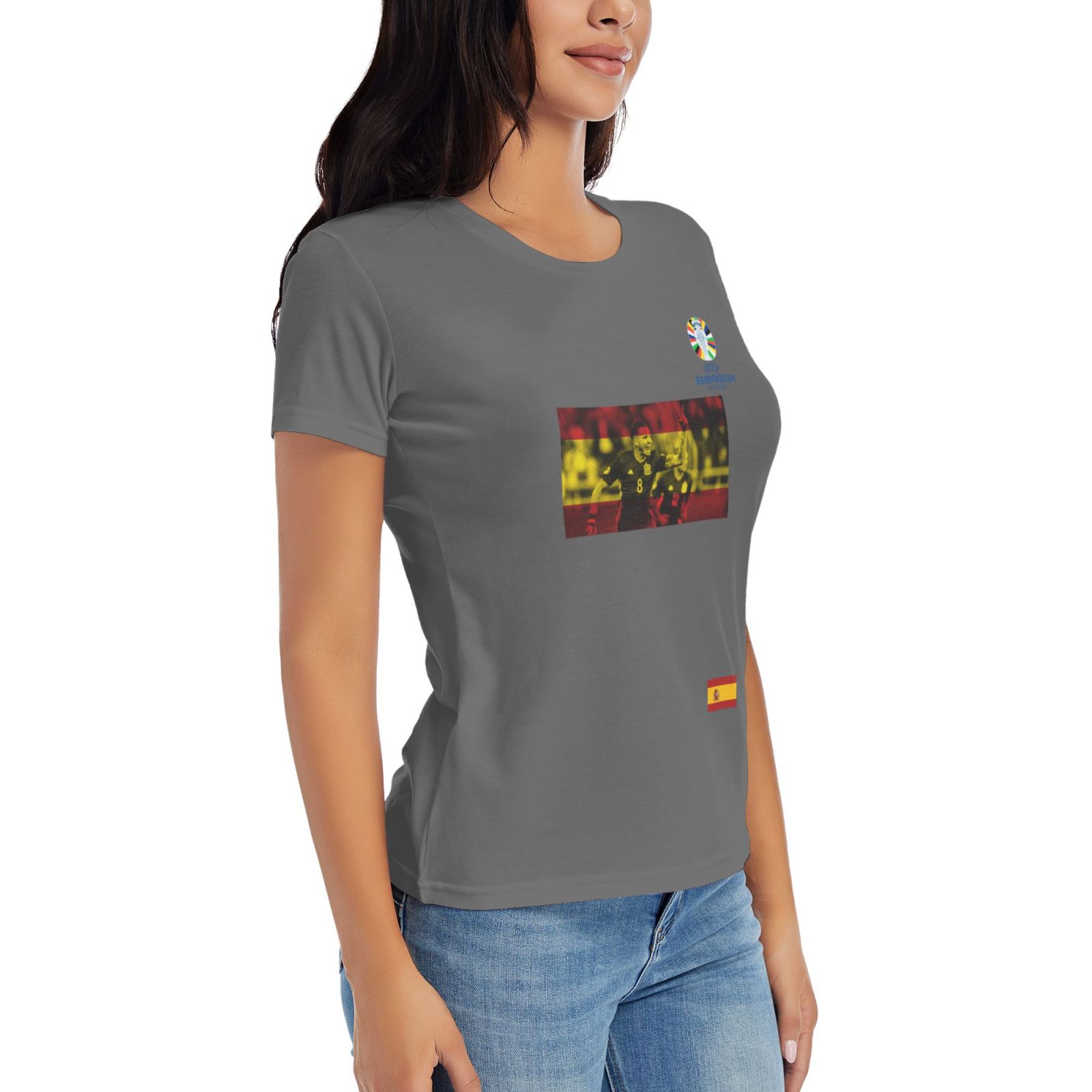 Women's Spain EURO 2024 Basic Short Sleeve T-Shirt WBT1740