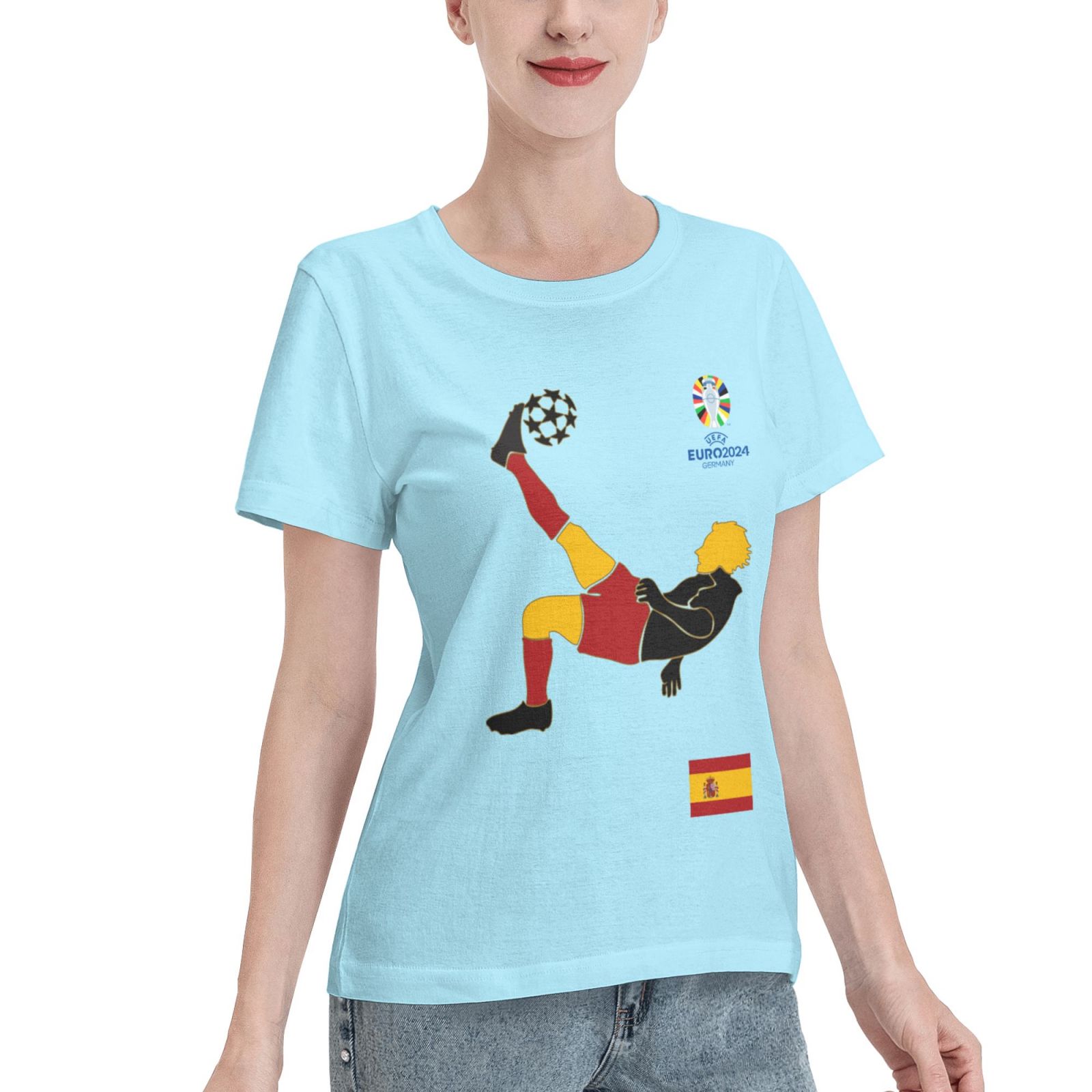 Women's Spain EURO 2024 Basic Short Sleeve T-Shirt WBT1725