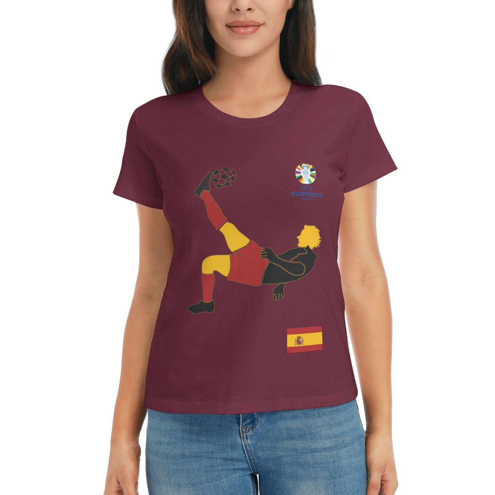Women's Spain EURO 2024 Basic Short Sleeve T-Shirt WBT1725