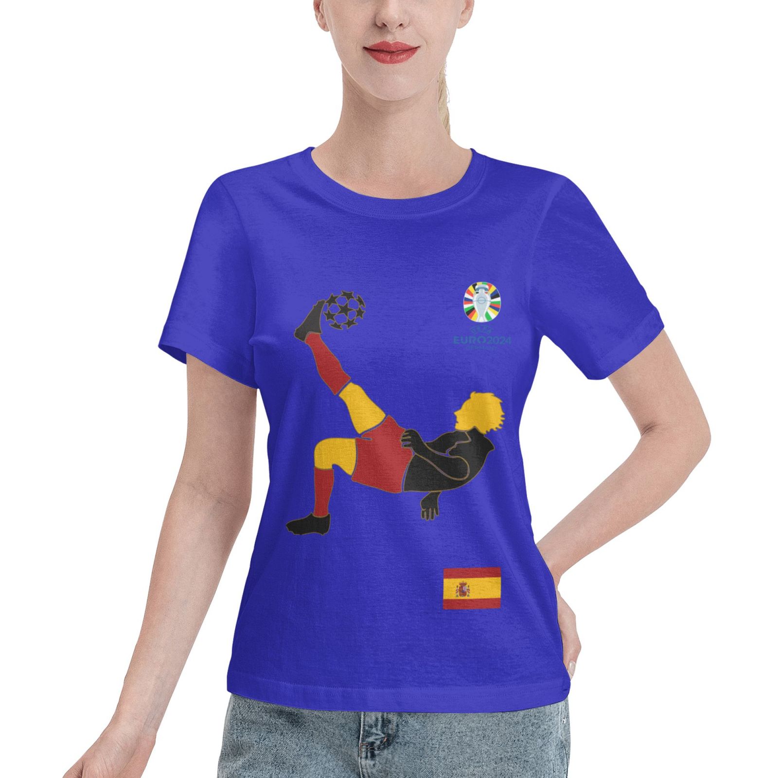 Women's Spain EURO 2024 Basic Short Sleeve T-Shirt WBT1725