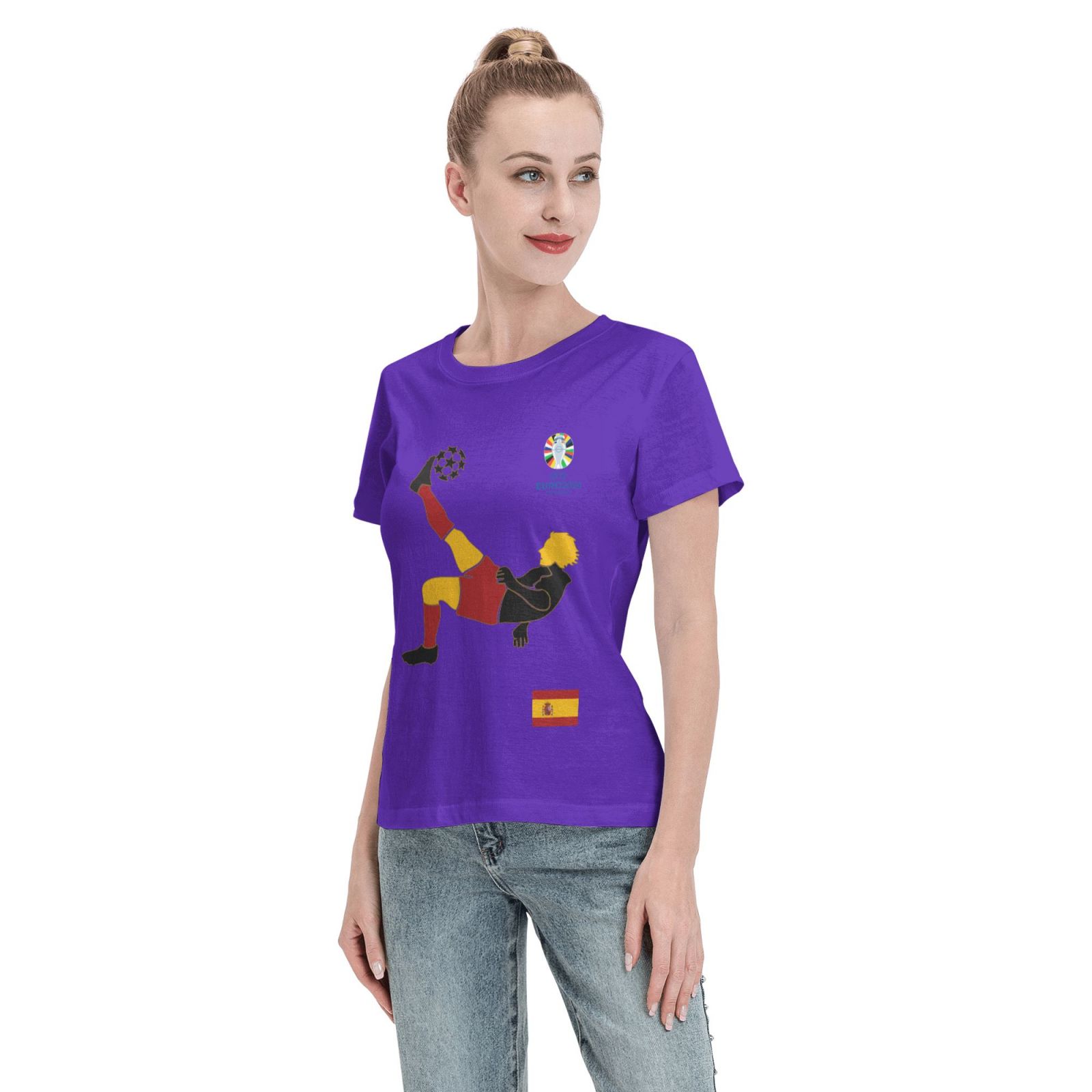 Women's Spain EURO 2024 Basic Short Sleeve T-Shirt WBT1725