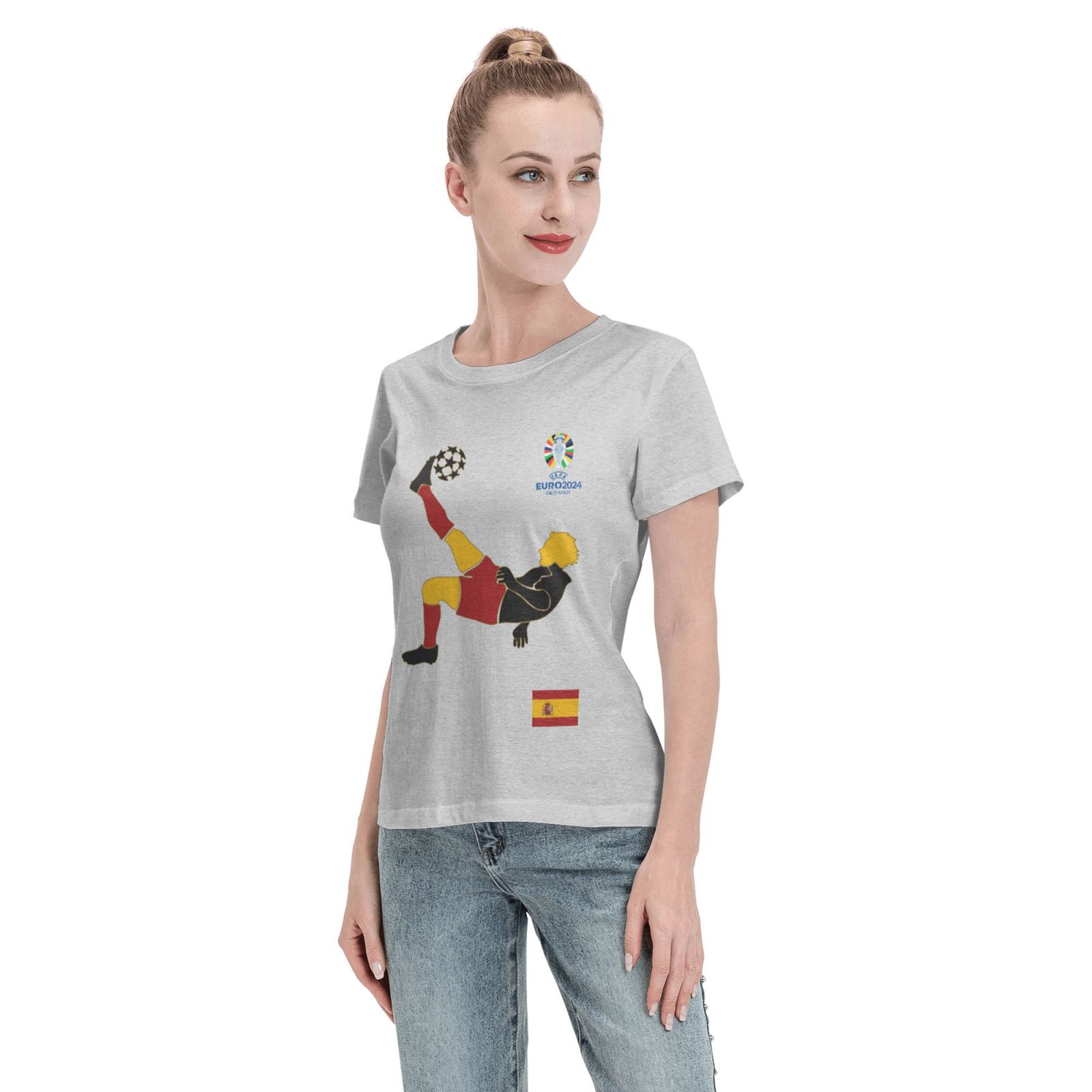 Women's Spain EURO 2024 Basic Short Sleeve T-Shirt WBT1725
