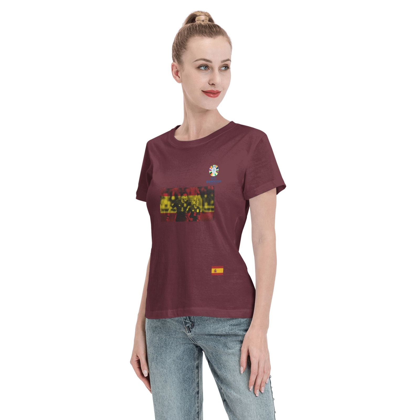 Women's Spain EURO 2024 Basic Short Sleeve T-Shirt WBT1740
