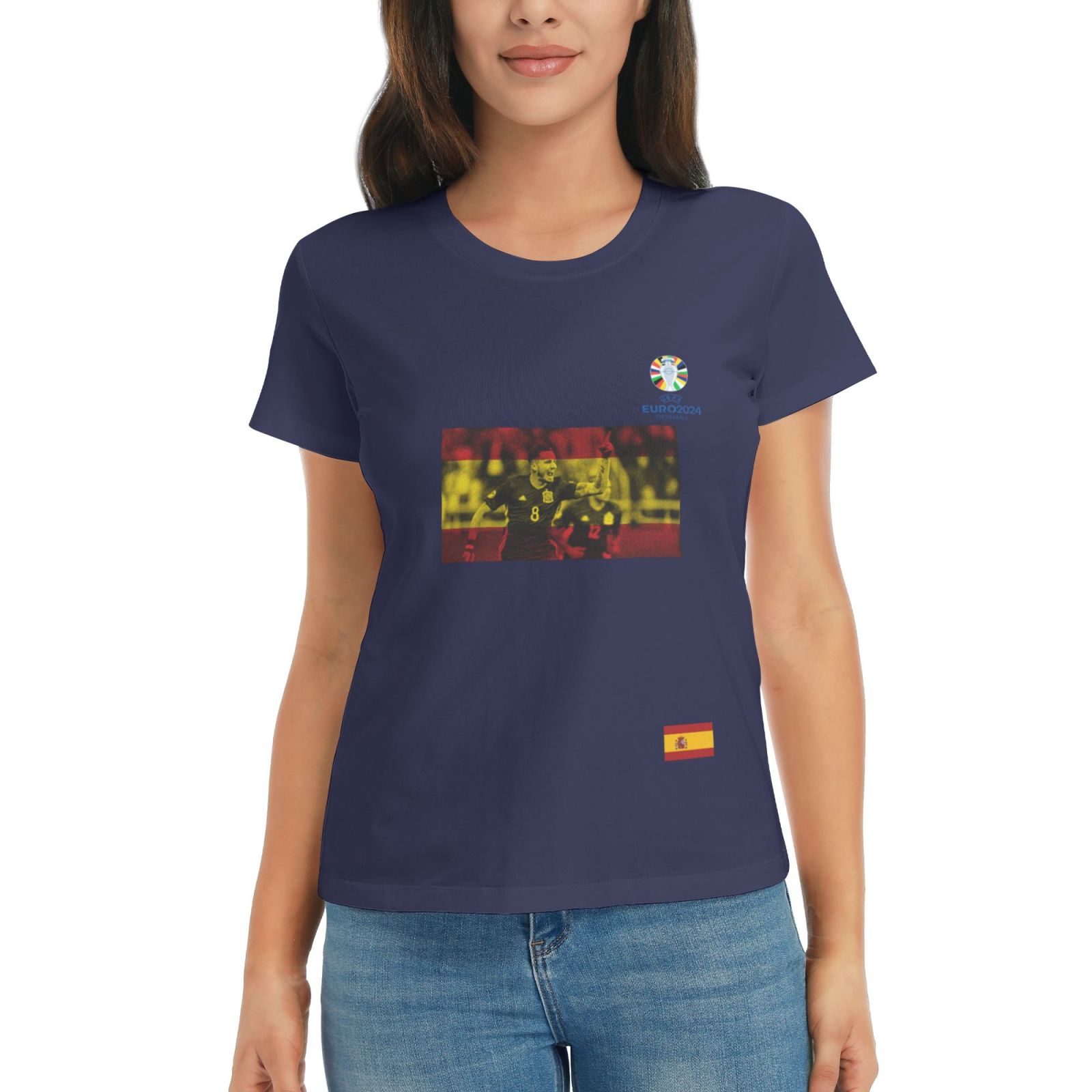 Women's Spain EURO 2024 Basic Short Sleeve T-Shirt WBT1740
