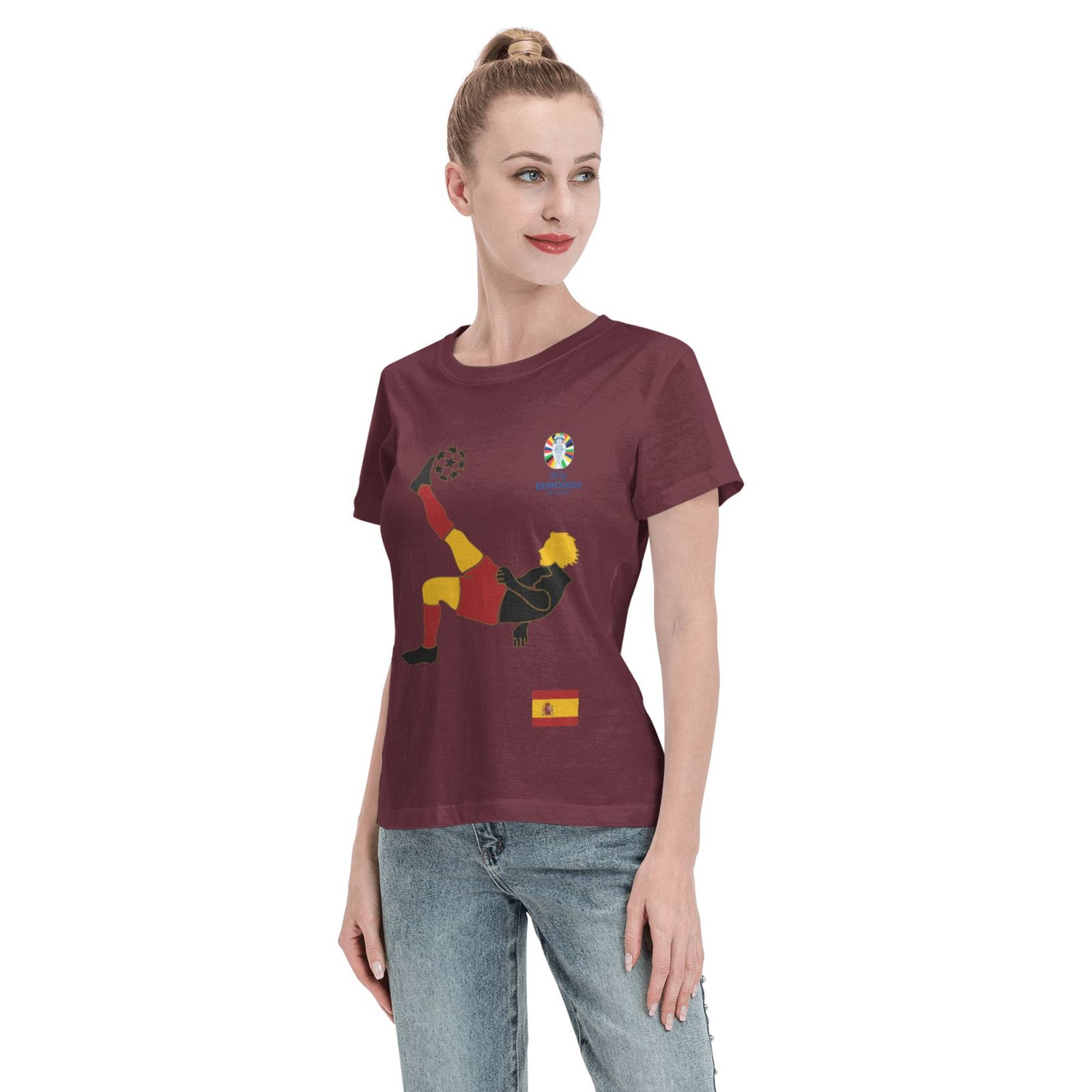 Women's Spain EURO 2024 Basic Short Sleeve T-Shirt WBT1725