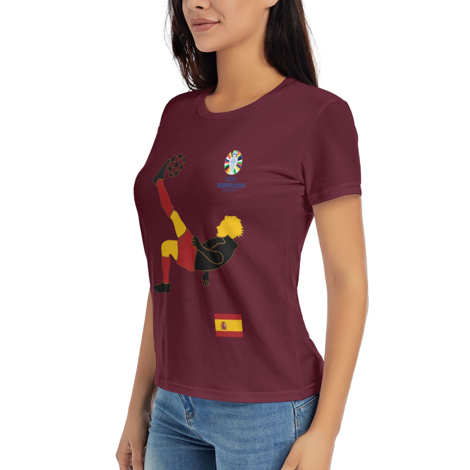 Women's Spain EURO 2024 Basic Short Sleeve T-Shirt WBT1725