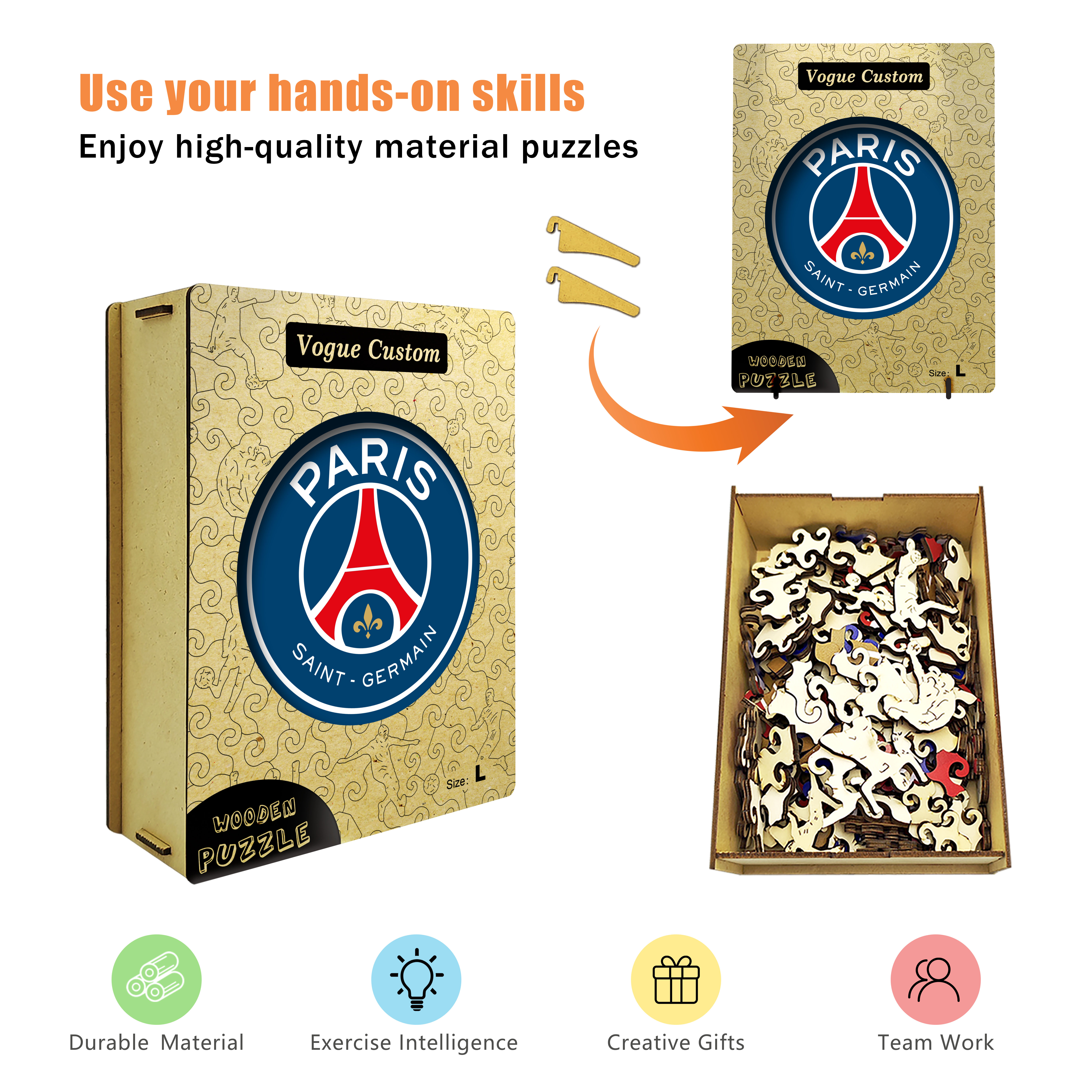 Paris Saint-Germain Logo Wooden Jigsaw Puzzle