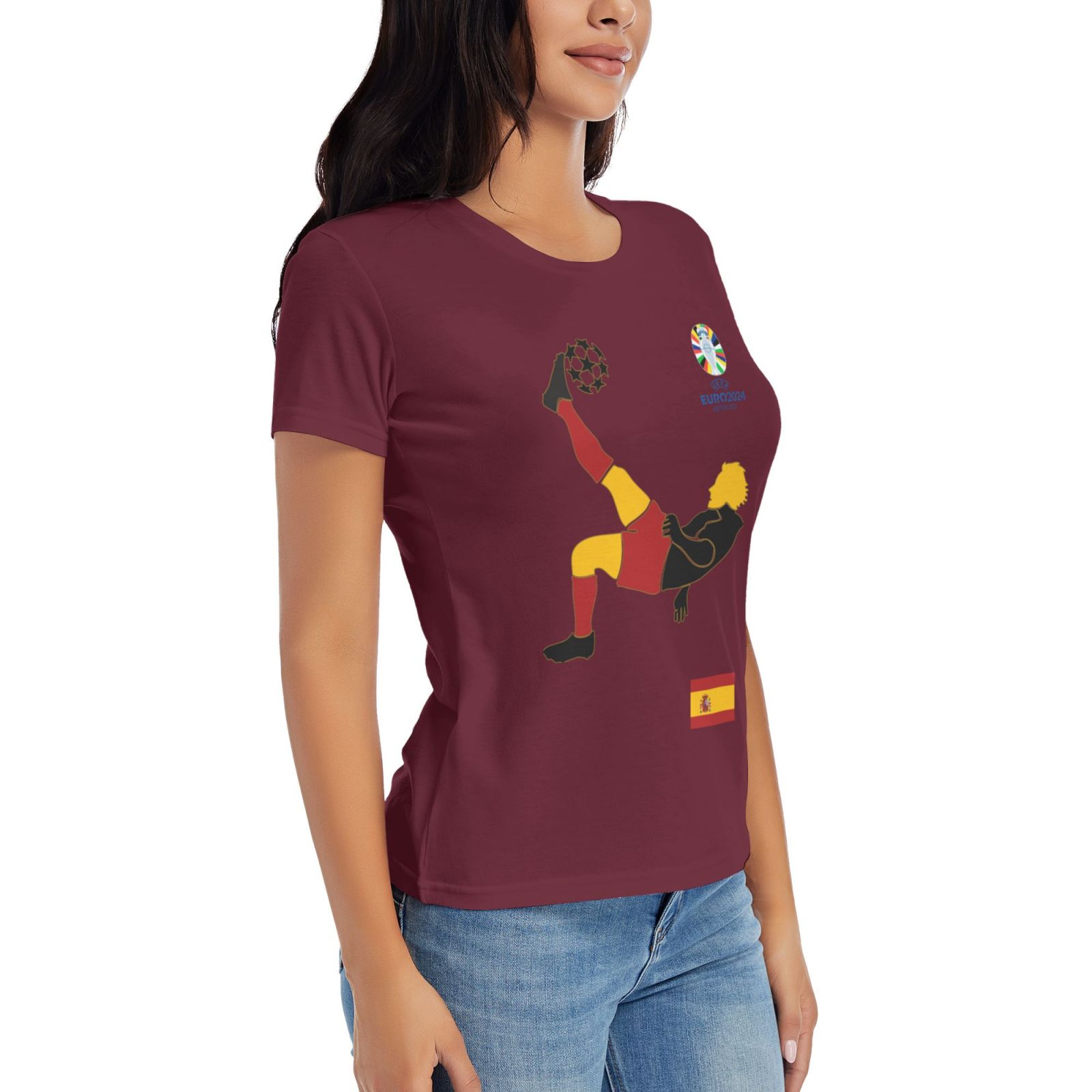 Women's Spain EURO 2024 Basic Short Sleeve T-Shirt WBT1725