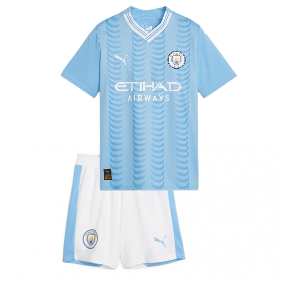 Kid's Manchester City Home Jersey+Shorts 23/24