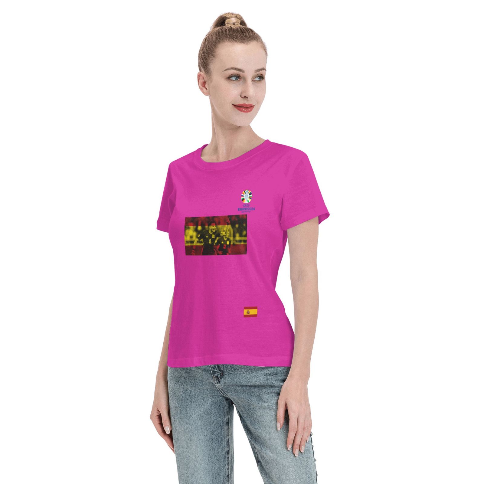 Women's Spain EURO 2024 Basic Short Sleeve T-Shirt WBT1740