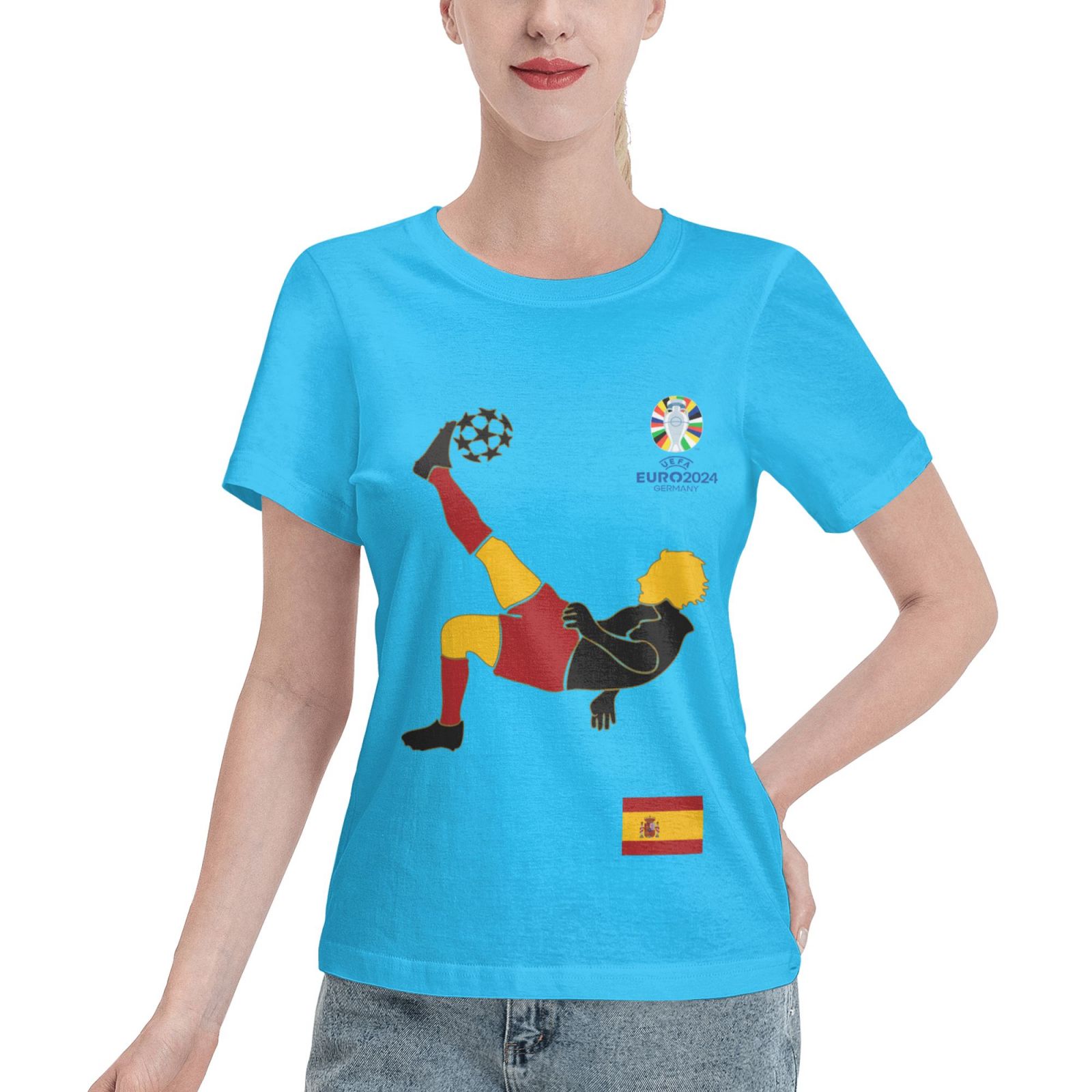Women's Spain EURO 2024 Basic Short Sleeve T-Shirt WBT1725