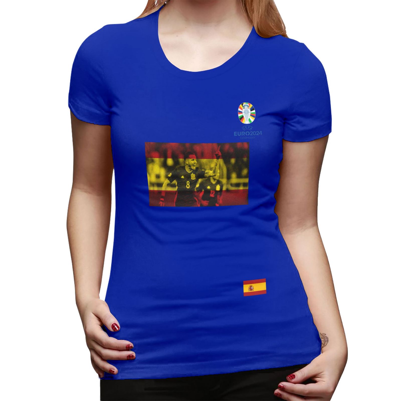 Women's Spain EURO 2024 Basic Short Sleeve T-Shirt WBT1740