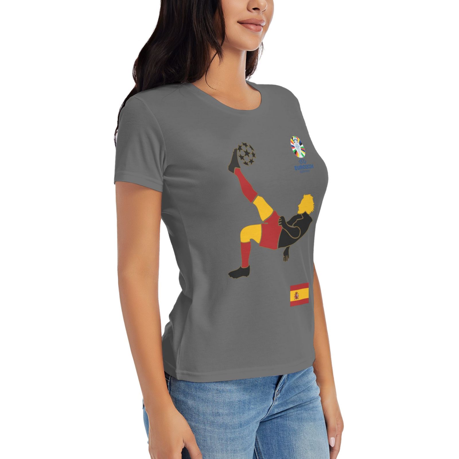 Women's Spain EURO 2024 Basic Short Sleeve T-Shirt WBT1725
