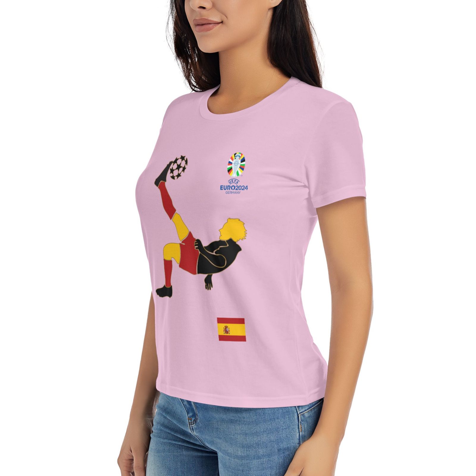 Women's Spain EURO 2024 Basic Short Sleeve T-Shirt WBT1725